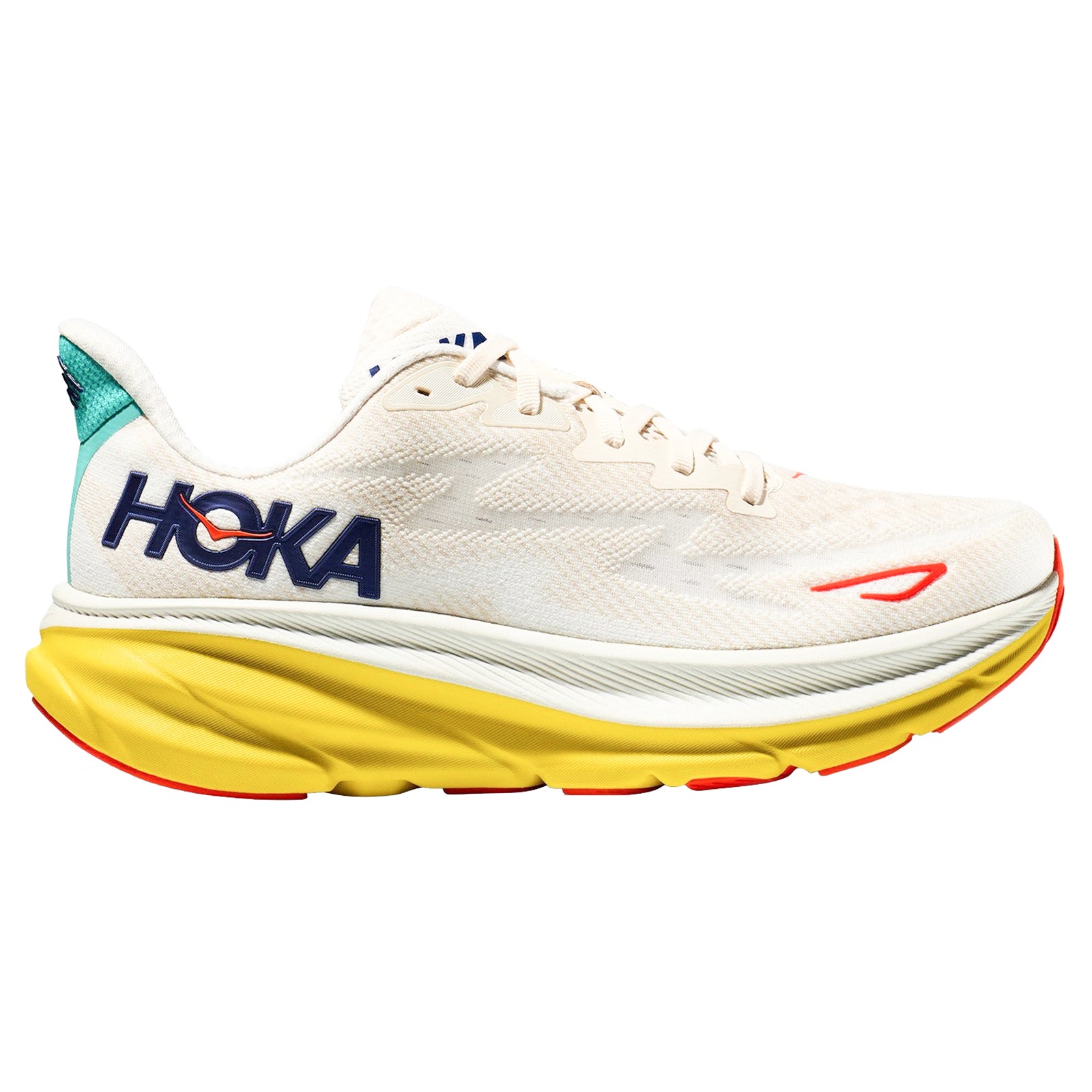 Hoka Clifton 9 Mesh Men's Running Shoes#color_eggnog passion fruit