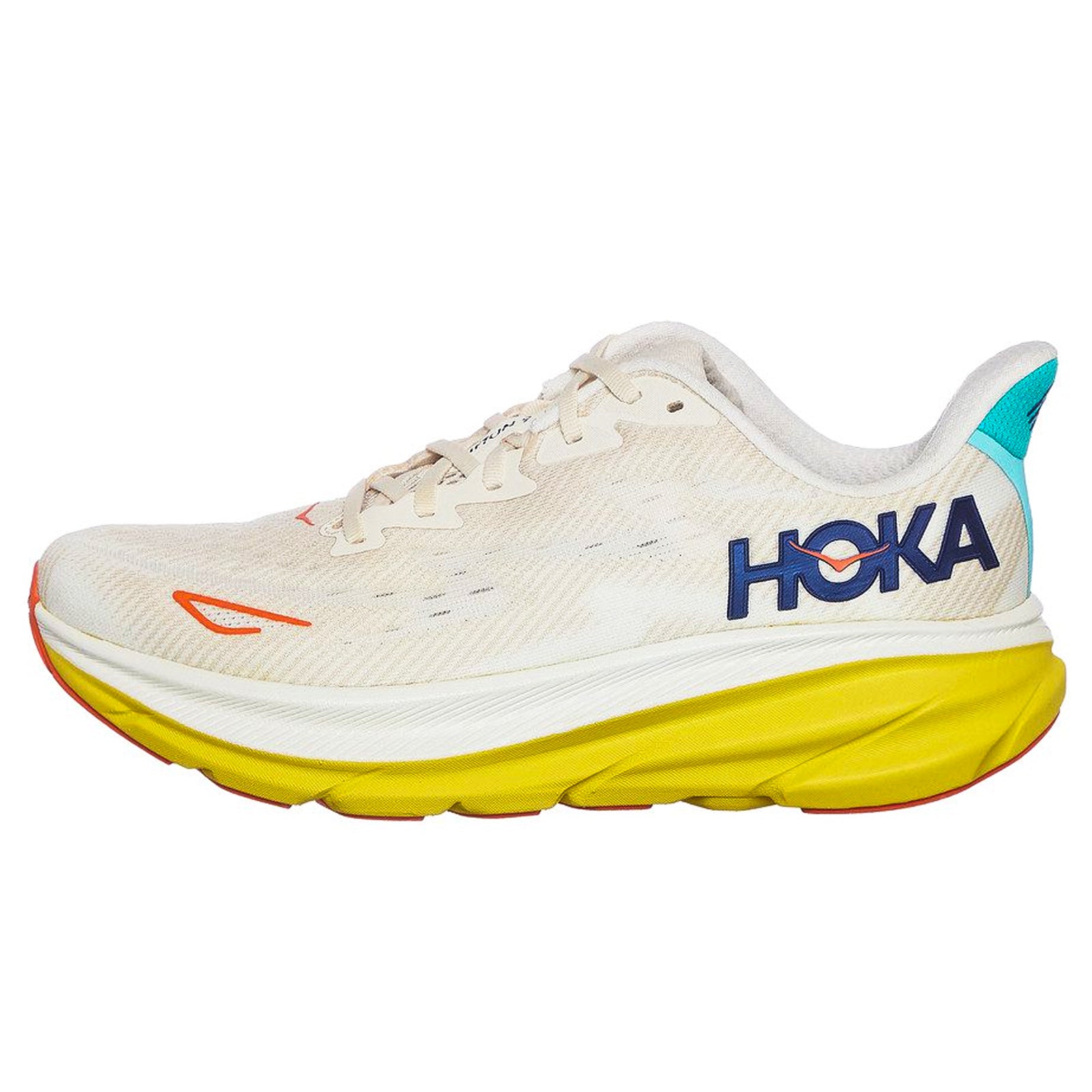 Hoka Clifton 9 Mesh Men's Running Shoes#color_eggnog passion fruit