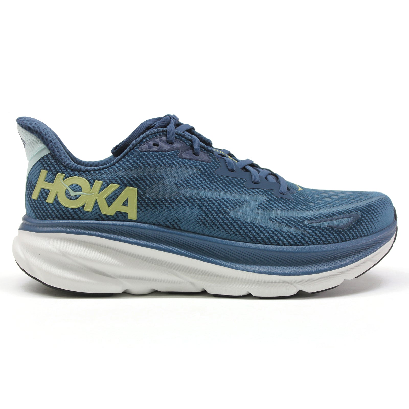 Hoka Clifton 9 1127895-MOBS Textile Mens Trainers - Midnight Ocean Blue Steel - 10.5#color_midnight ocean blue steel