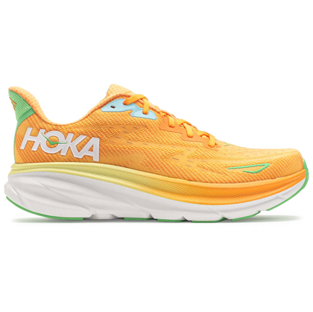 Hoka One One Clifton 9 Textile Mens Sneakers#color_solar flare sherbet