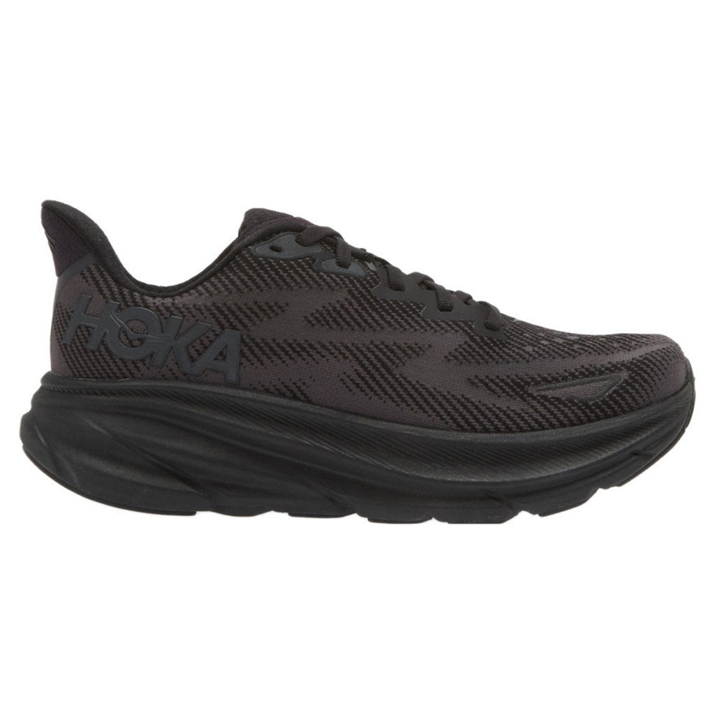 Hoka One One Clifton 9 Textile Womens Sneakers#color_black black