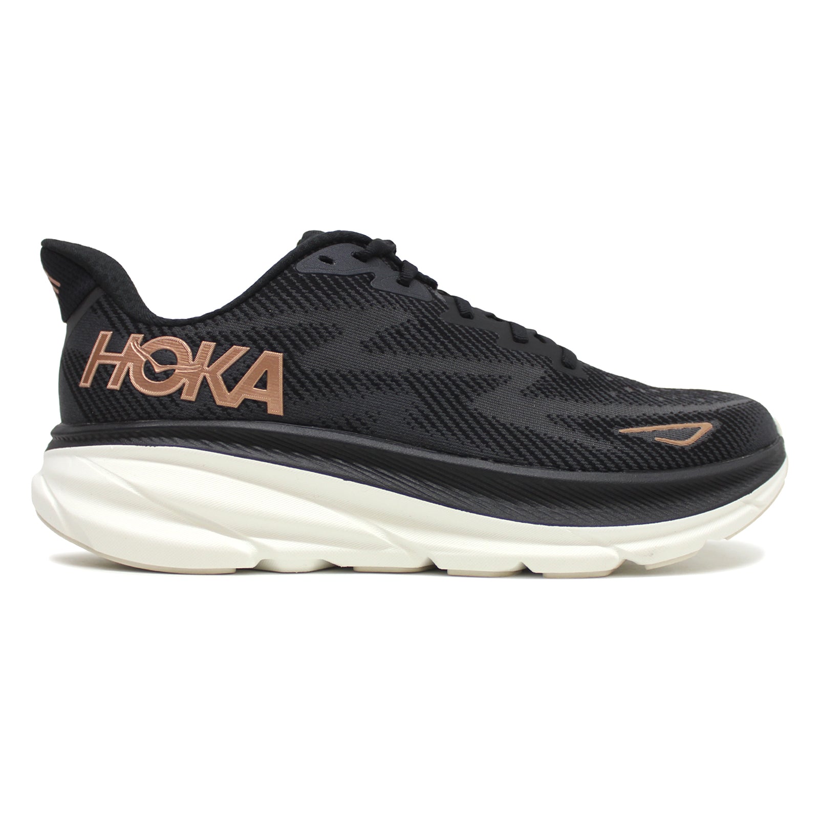 Hoka Clifton 9 1127896-BRGL Textile Womens Trainers - Black Rose Gold - 7#color_black rose gold