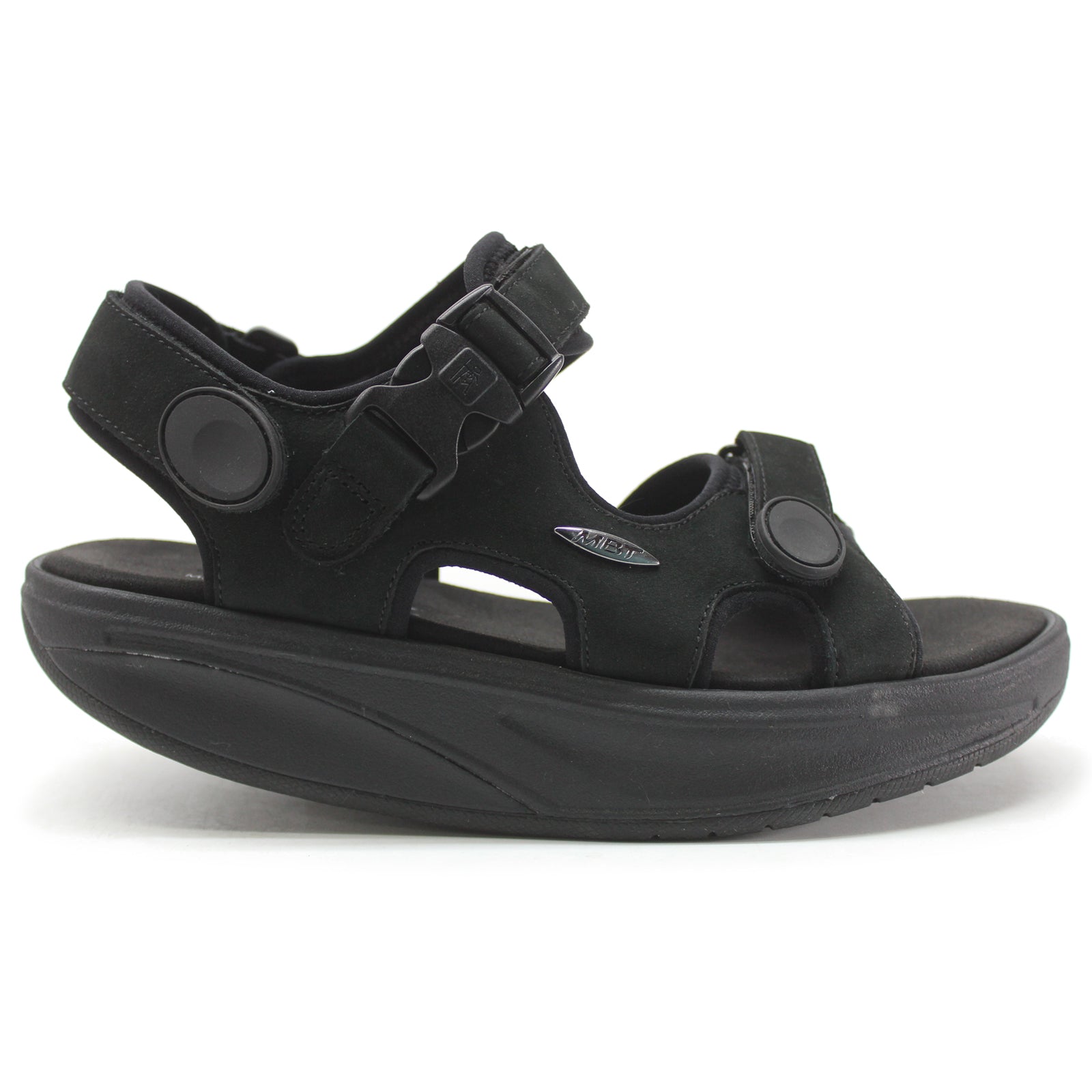 MBT Kisumu Classic 700823-03U Nubuck Womens Sandals - Black - 38#color_black