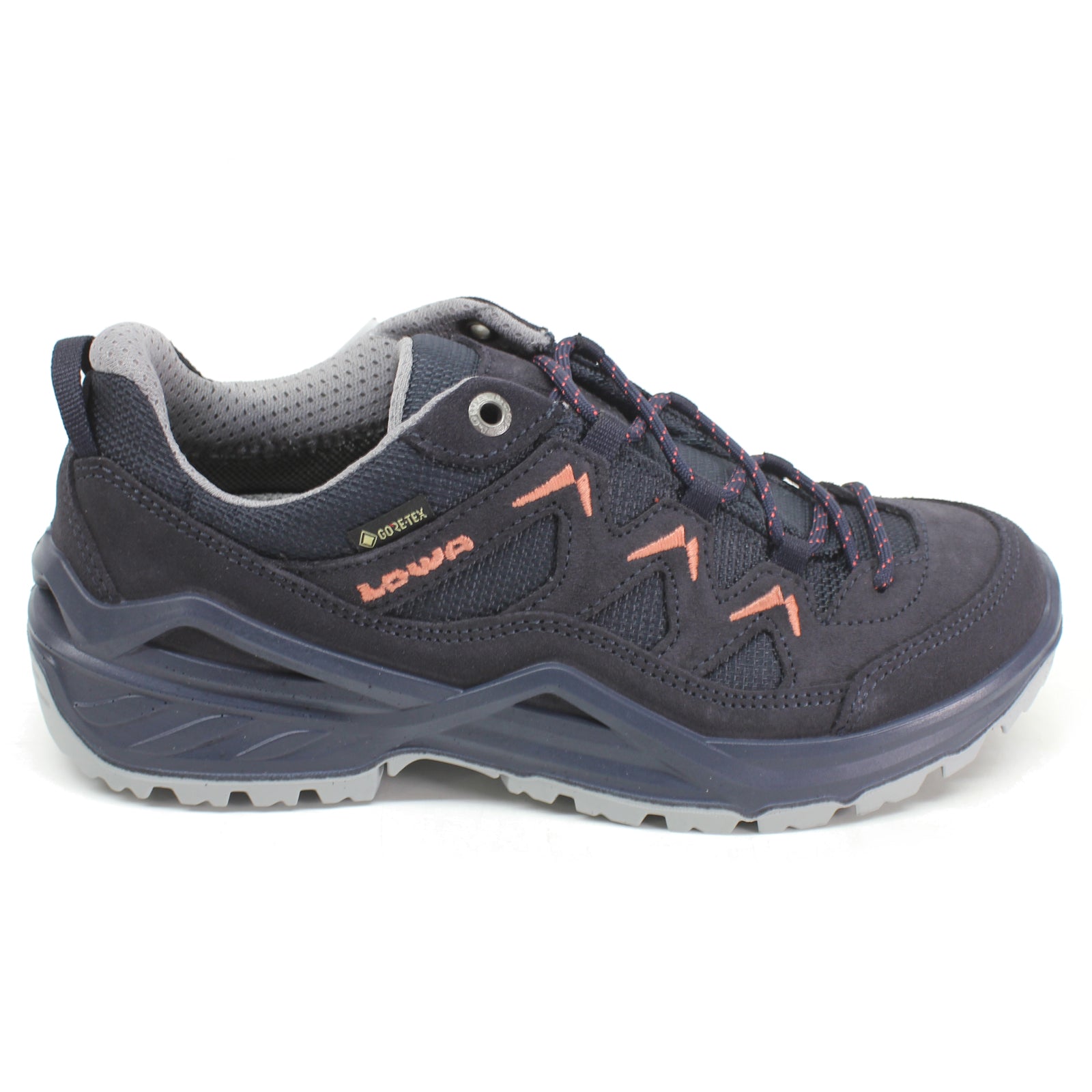 Lowa Sirkos Evo GTX Lo 320805-6959 Suede Textile Womens Shoes - Navy Salmon - 41#color_navy salmon