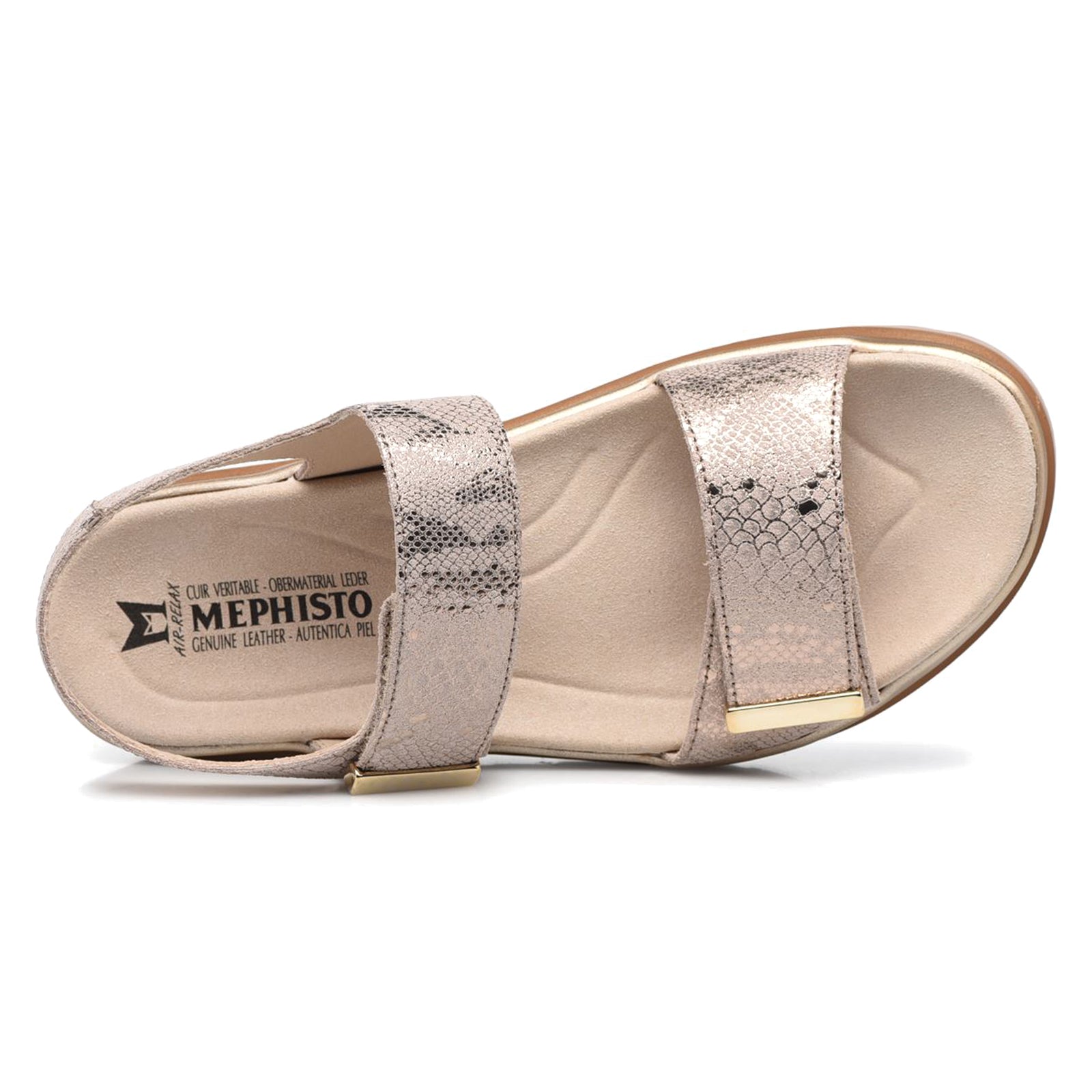 Mephisto Dominica P5136450 Metallic Leather Womens Sandals - Light Taupe - 41#color_light taupe