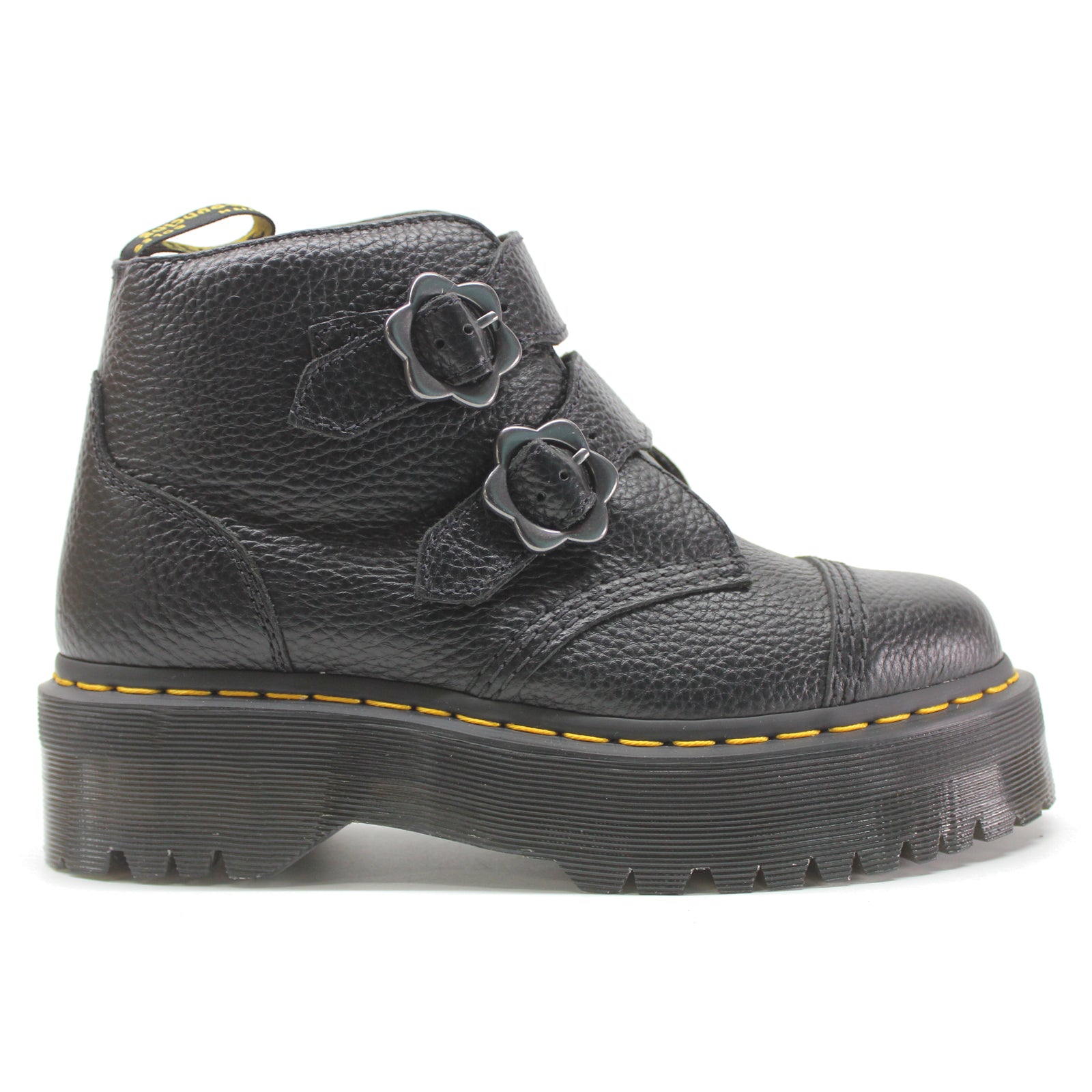 Dr. Martens Devon Flower 27642001 Milled Nappa Leather Womens Boots - Black - 4#color_black