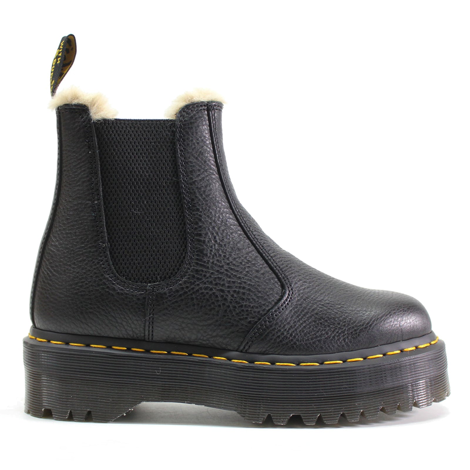 Dr. Martens 2976 Quad FL 25635001 Pisa Leather Unisex Boots - Black - 6#color_black