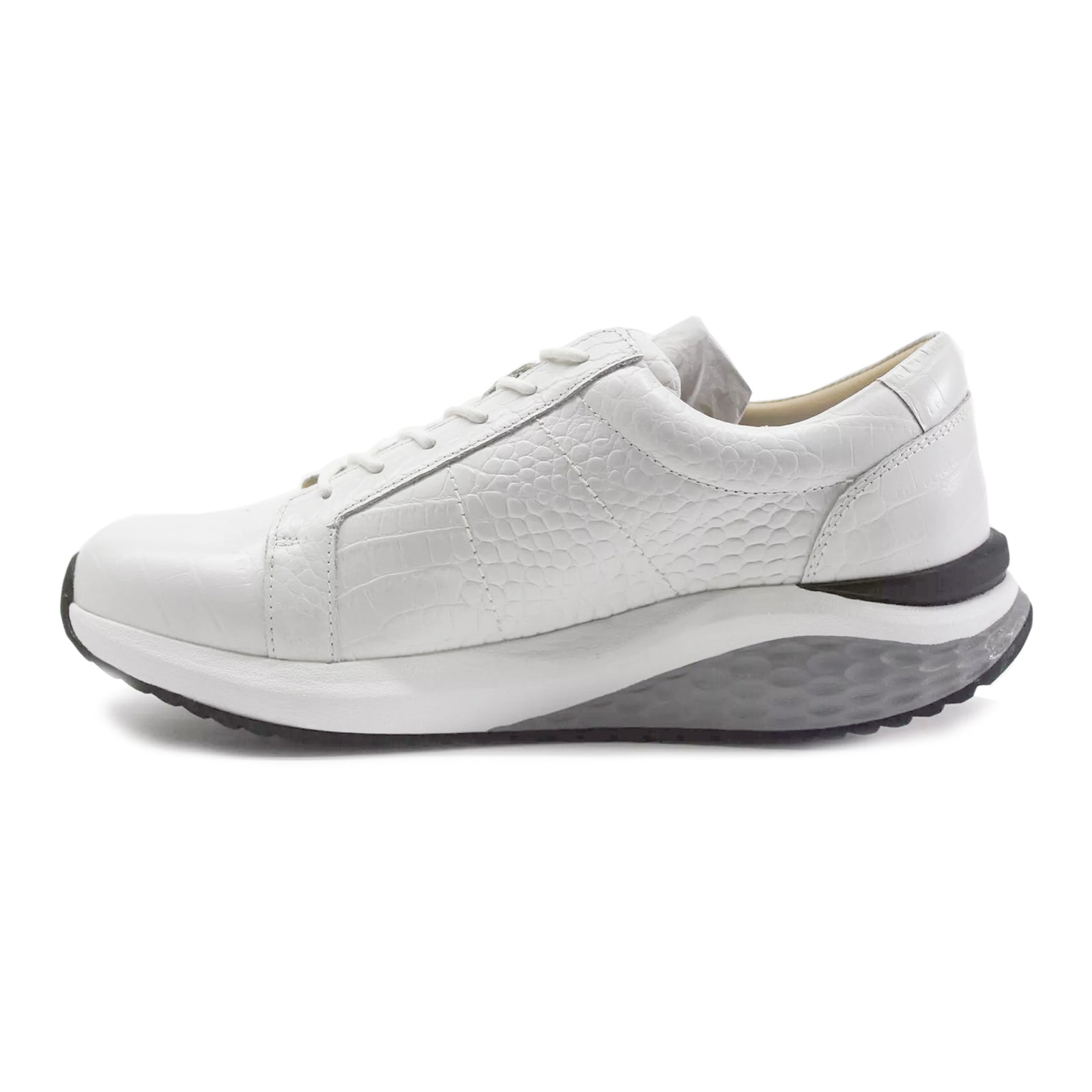 MBT Ferro Leather Womens Trainers#color_white grey sensor