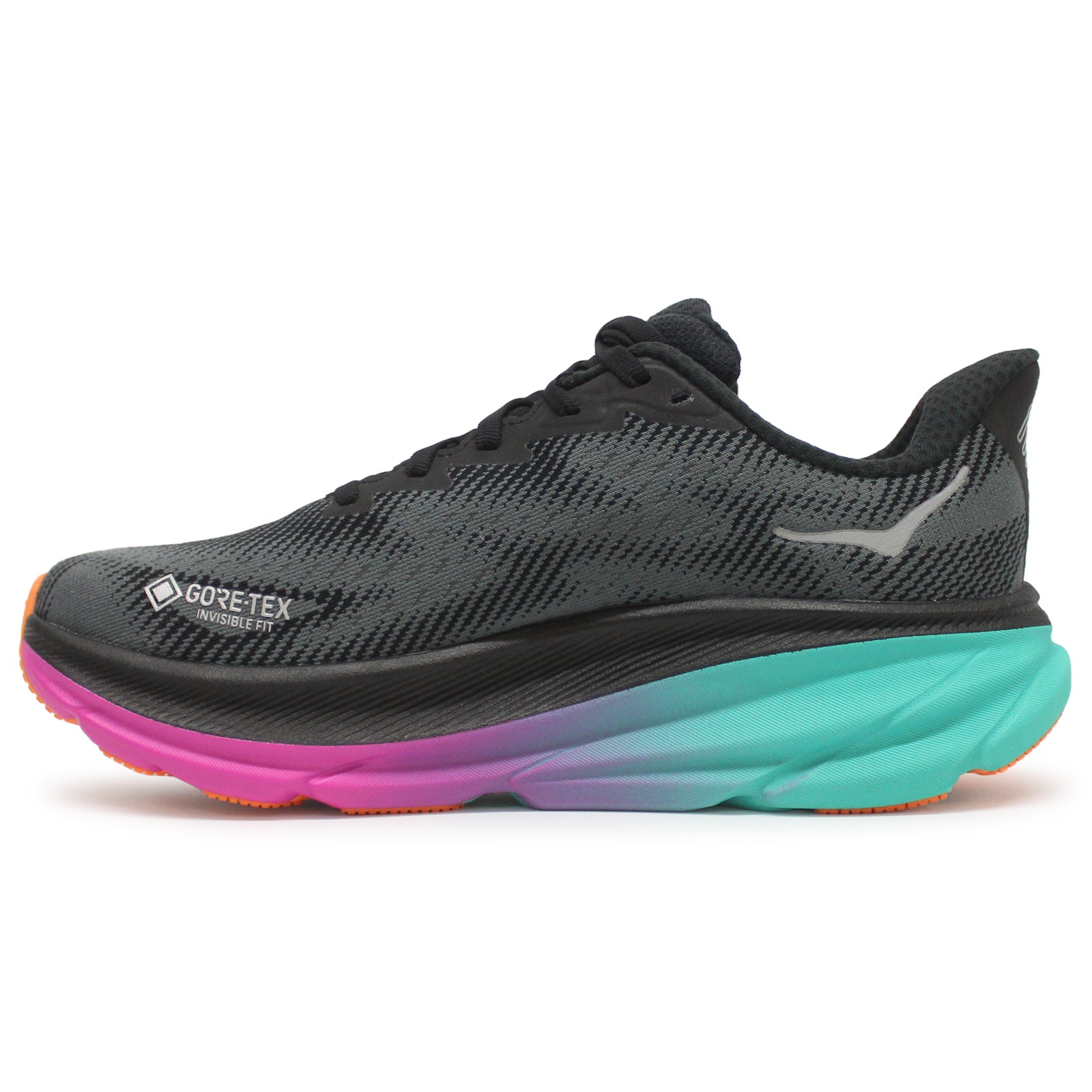 Hoka Clifton 9 GTX Textile Womens Trainers#color_black electric aqua