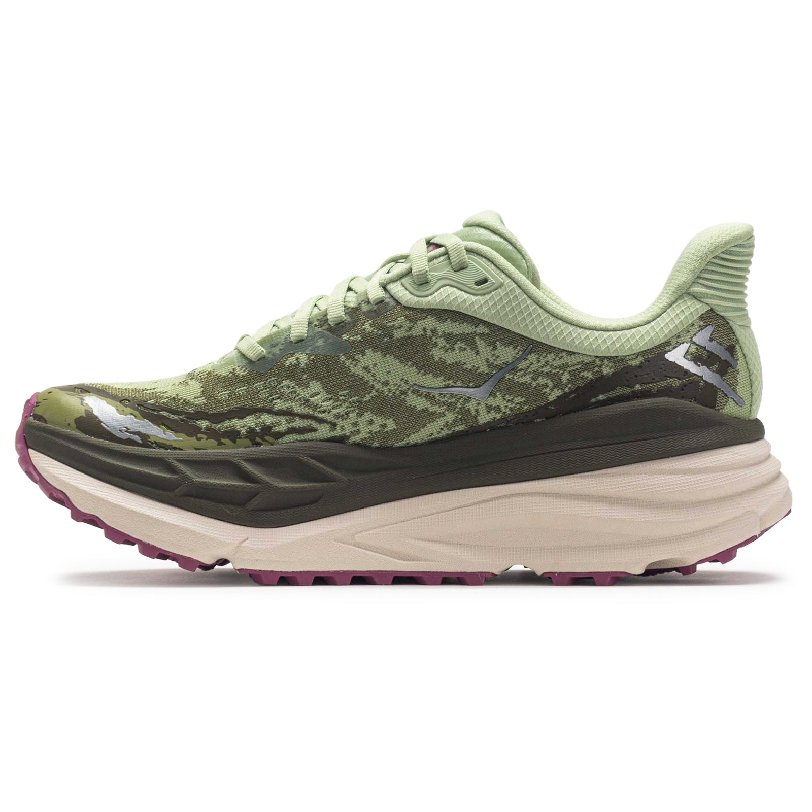 Hoka Stinson 7 1141531-SNBT Textile Synthetic Womens Trainers - Seed Green Beet Root - 5.5#color_seed green beet root