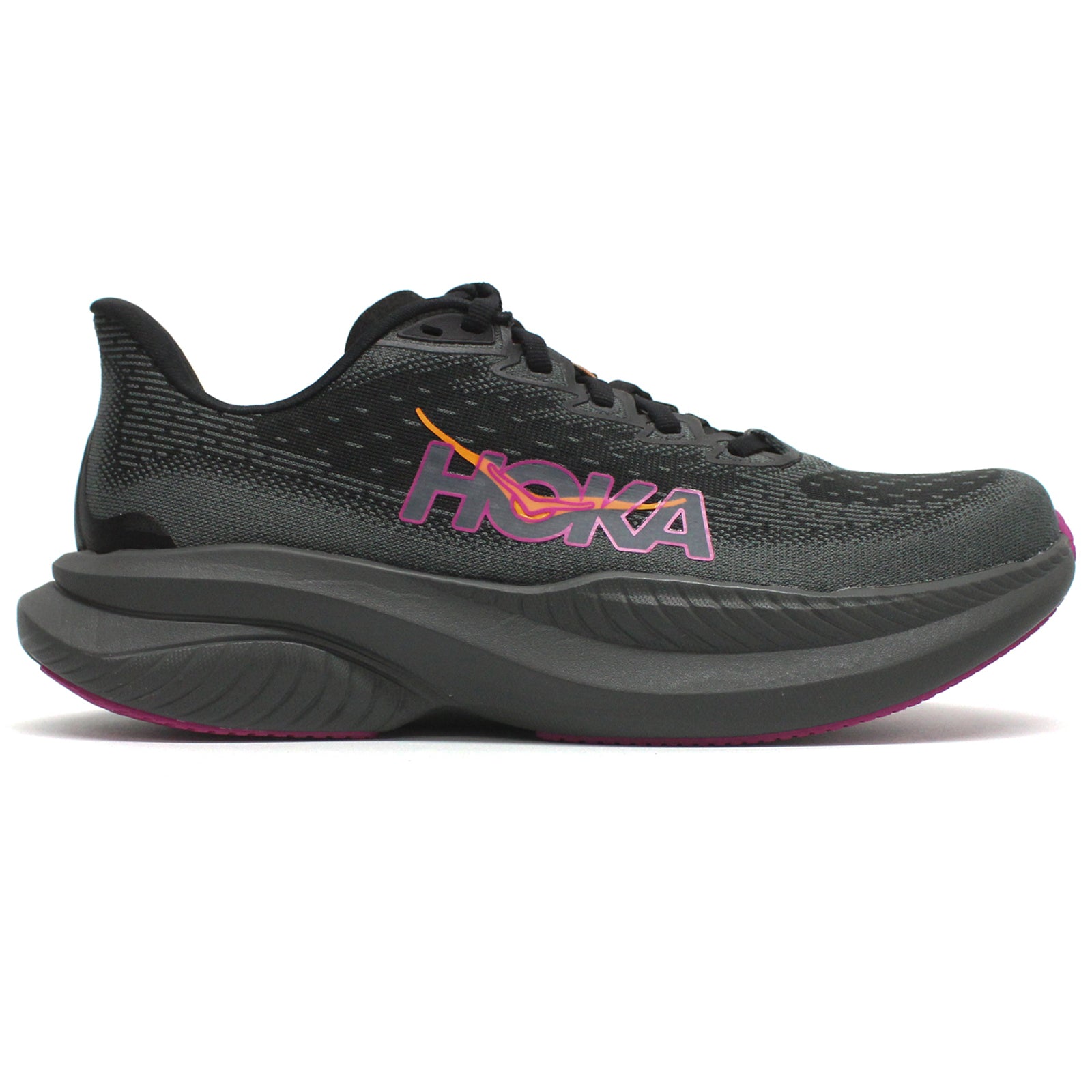 Hoka Mach 6 Textile Womens Trainers#color_black fuchsia