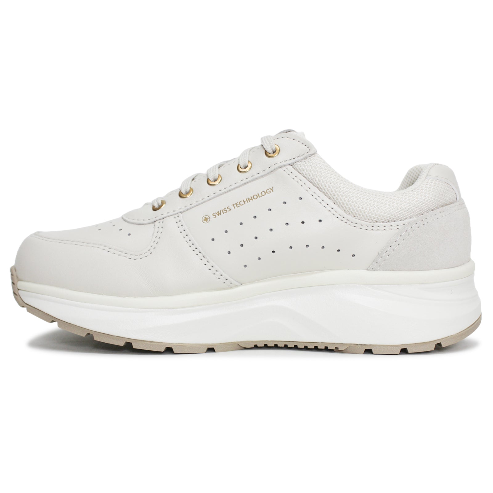 Joya Dynamo Zip Leather Textile Womens Sneakers#color_white