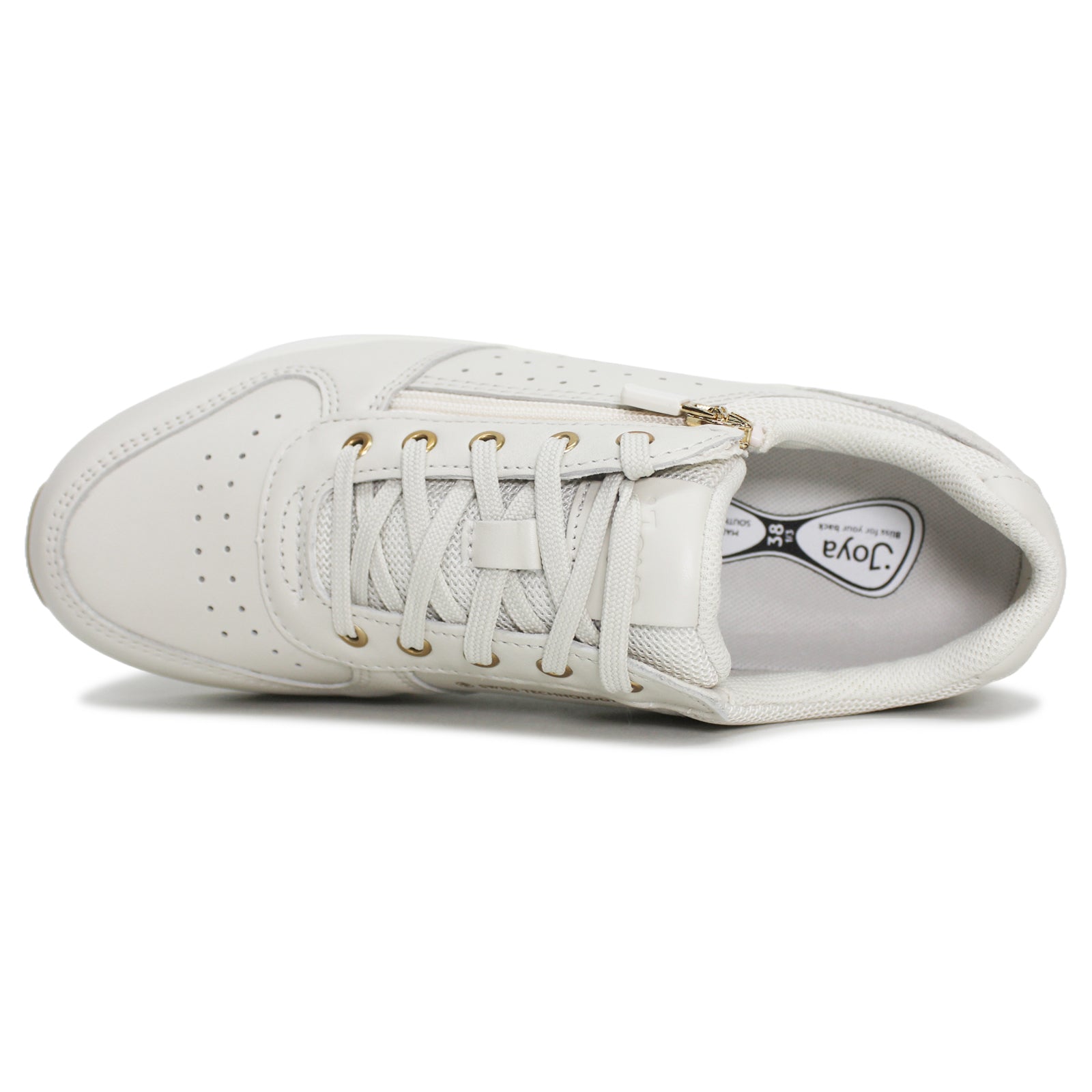 Joya Dynamo Zip Leather Textile Womens Sneakers#color_white