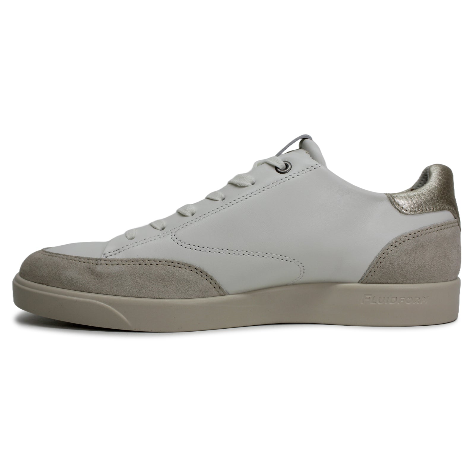 Ecco Street Lite 212853 212853-60799 Nubuck Leather Womens Trainers - Limestone White Pure Whte Gold - 37#color_limestone white pure whte gold