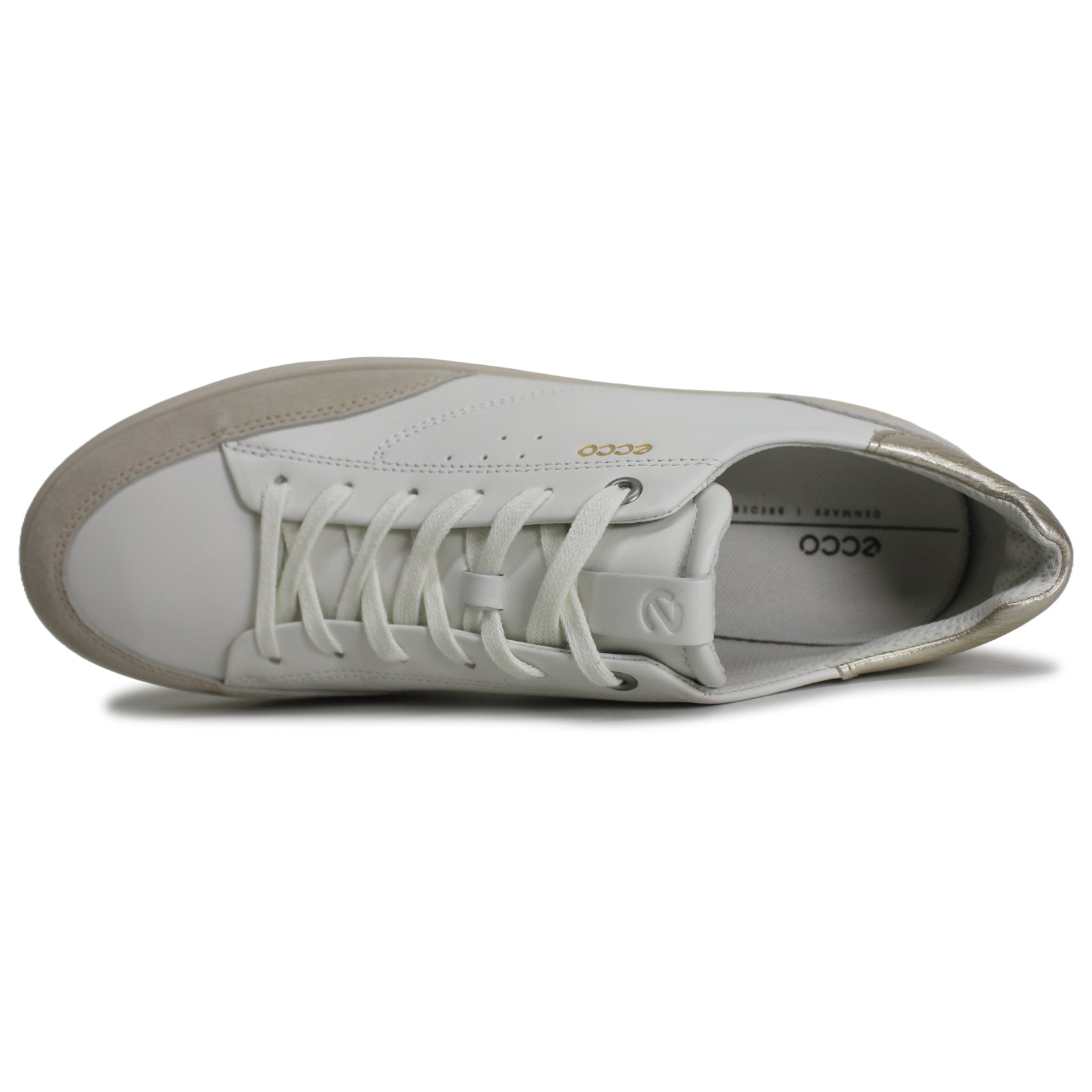 Ecco Street Lite 212853 212853-60799 Nubuck Leather Womens Trainers - Limestone White Pure Whte Gold - 37#color_limestone white pure whte gold