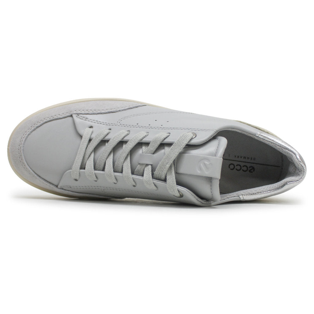 Ecco Street Lite 212853 Nubuck Leather Womens Trainers#color_Limestone Concrete Pure Silver