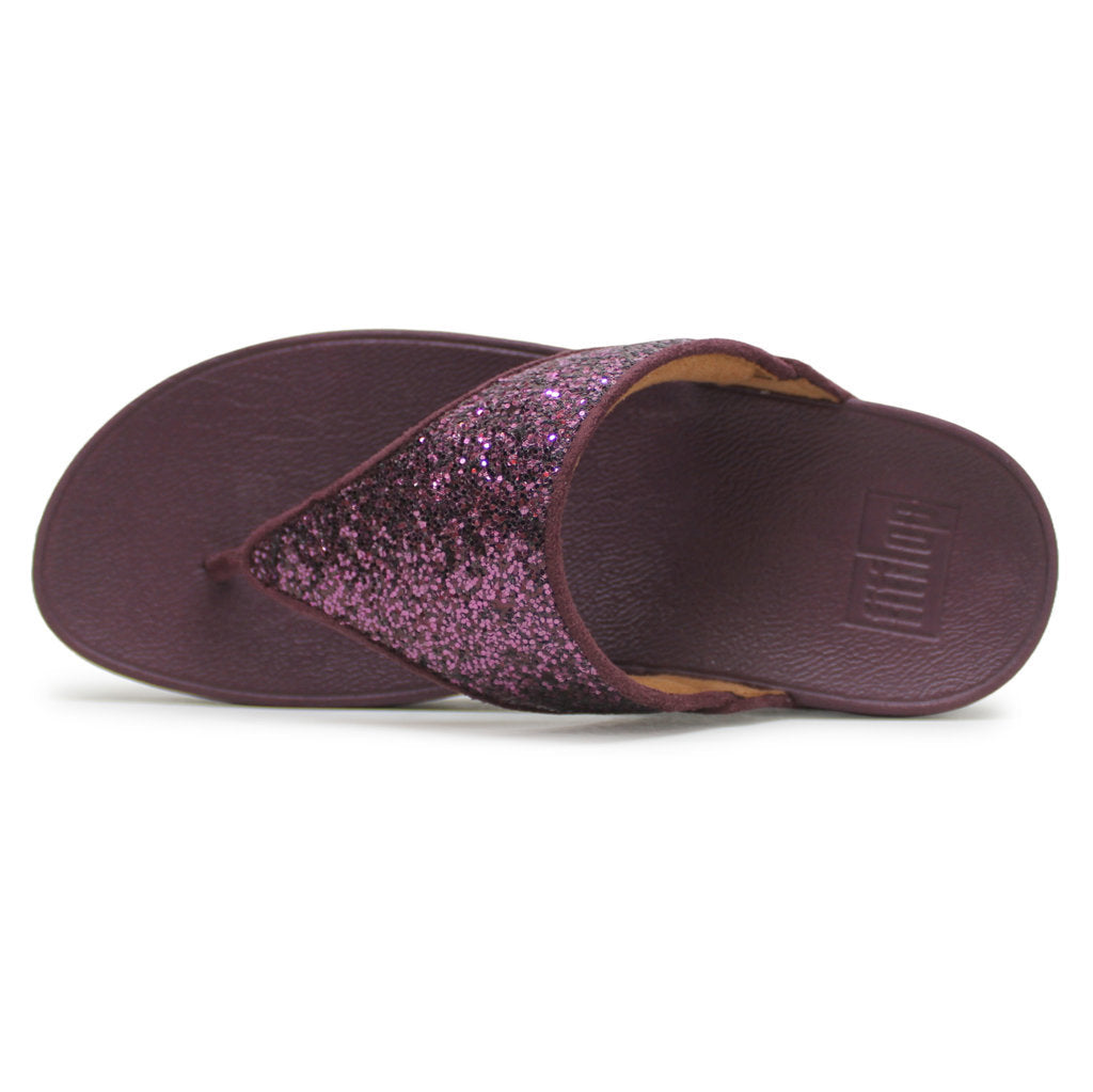 FitFlop Lulu Glitter Toe Synthetic Womens Sandals#color_Metallic Mauve Wine