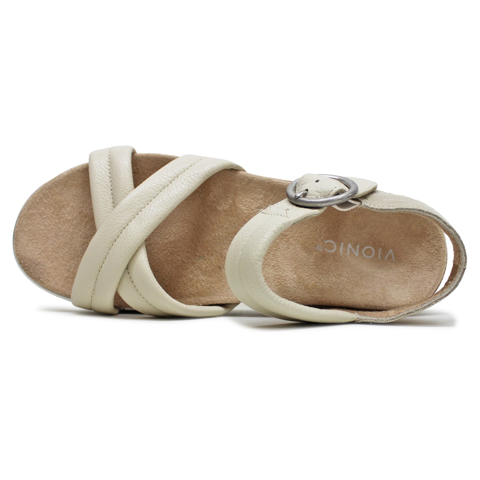 Vionic Reyna I4743L1250 Suede Leather Womens Sandals - Cream - 38#color_cream