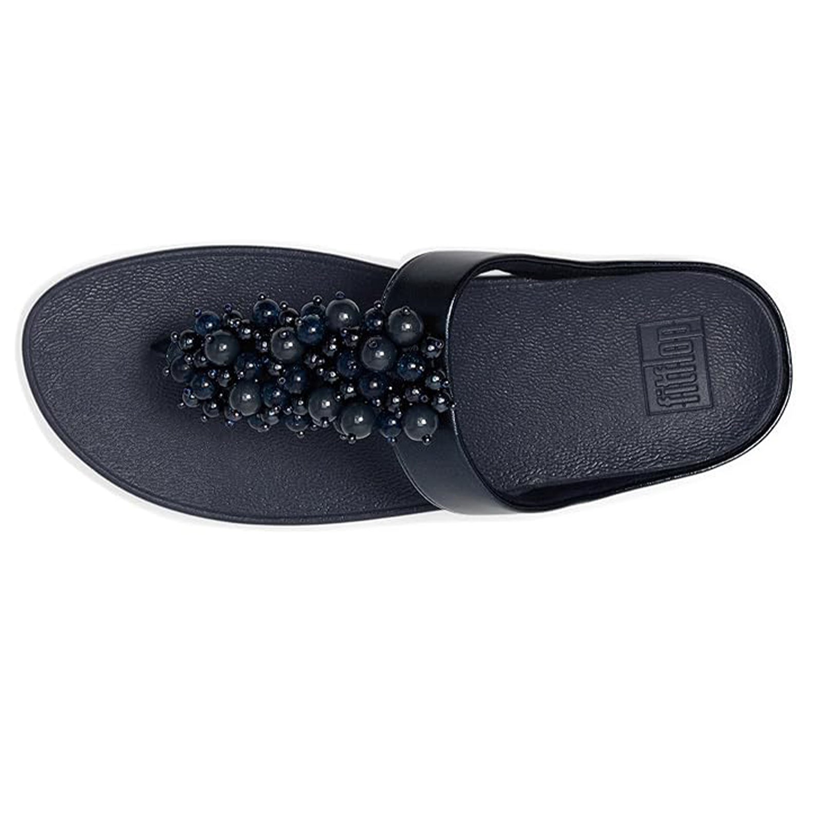 FitFlop Fino Bauble Bead Toe Post Synthetic Leather Womens Sandals#color_midnight navy