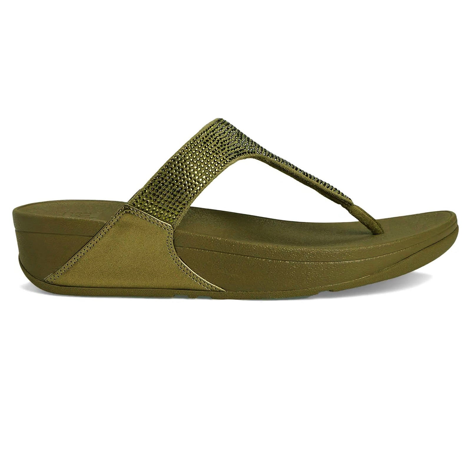 FitFlop Lulu Crystal Embellished Synthetic Womens Sandals#color_metallic camo green