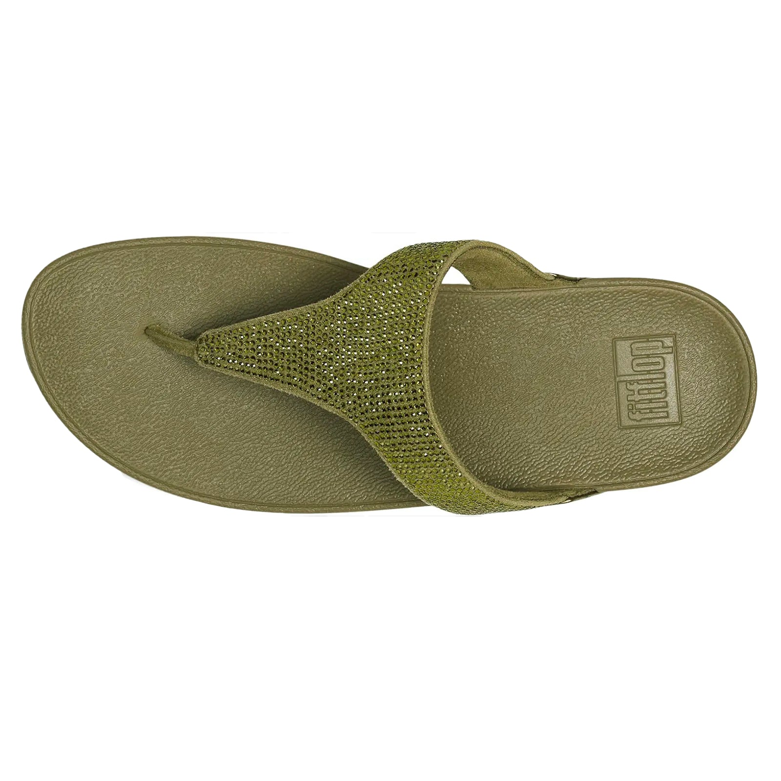 FitFlop Lulu Crystal Embellished Synthetic Womens Sandals#color_metallic camo green