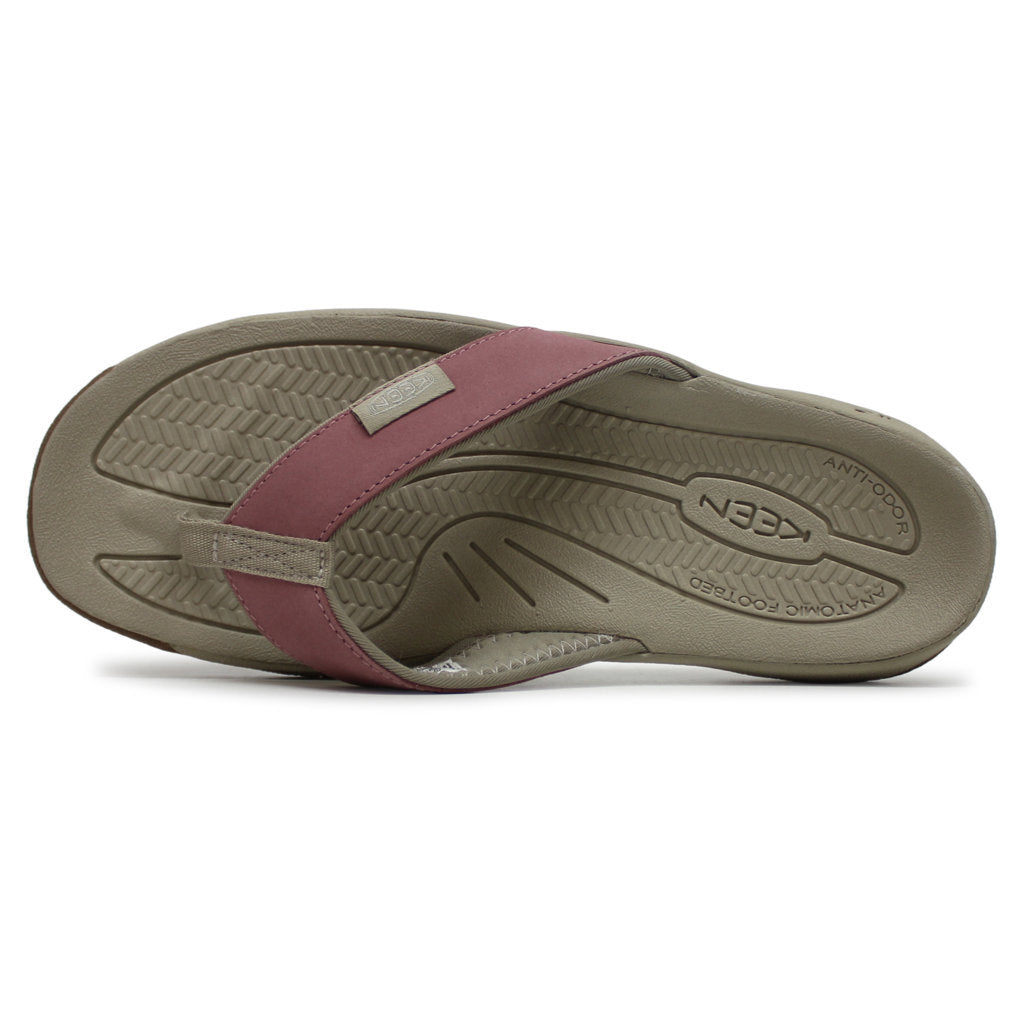 Keen Kona Flip TG Full Grain Leather Womens Sandals#color_nostalgia rose plaza taupe