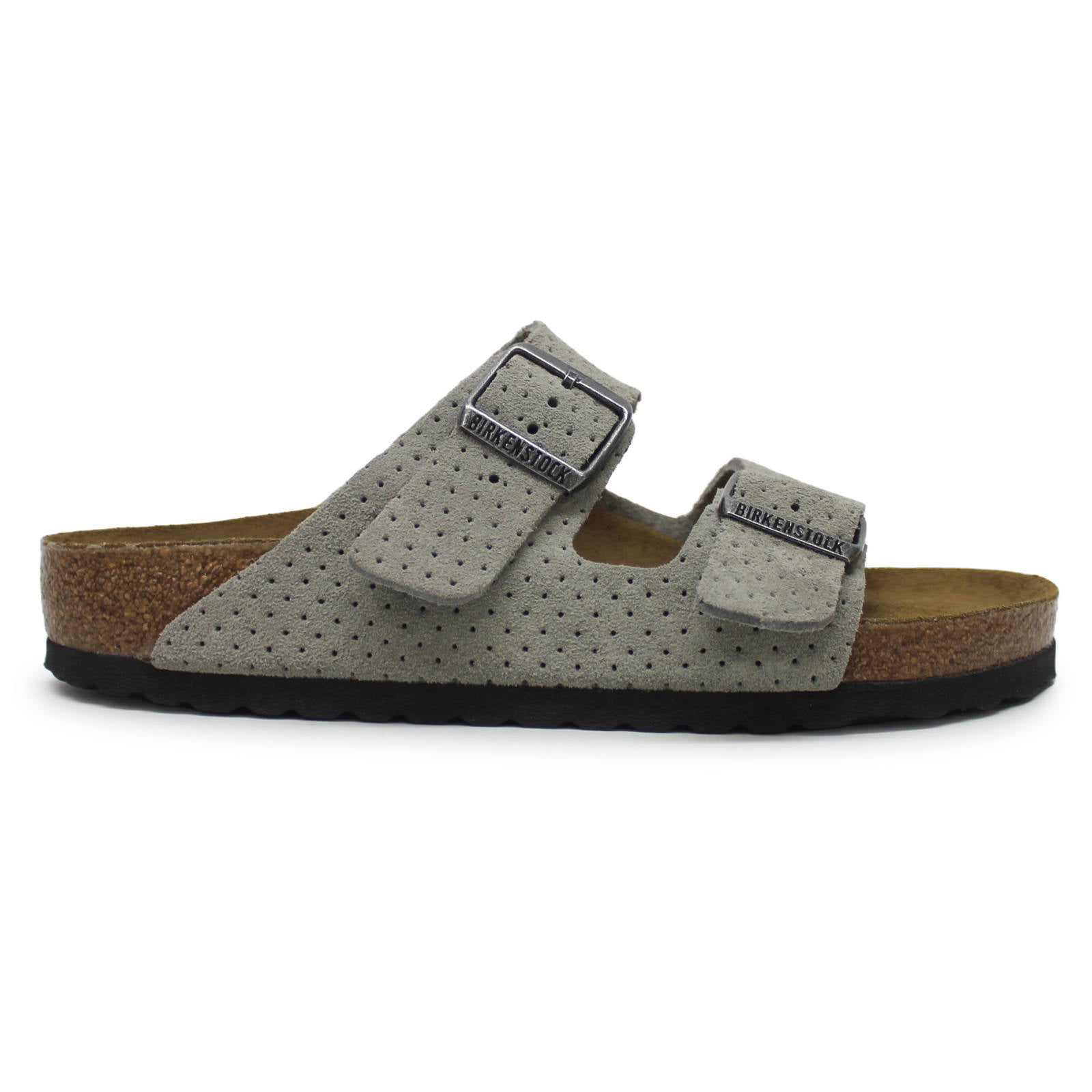 Birkenstock Arizona BS Suede Embossed Unisex Sandals#color_Emboss Dots Stone Coin