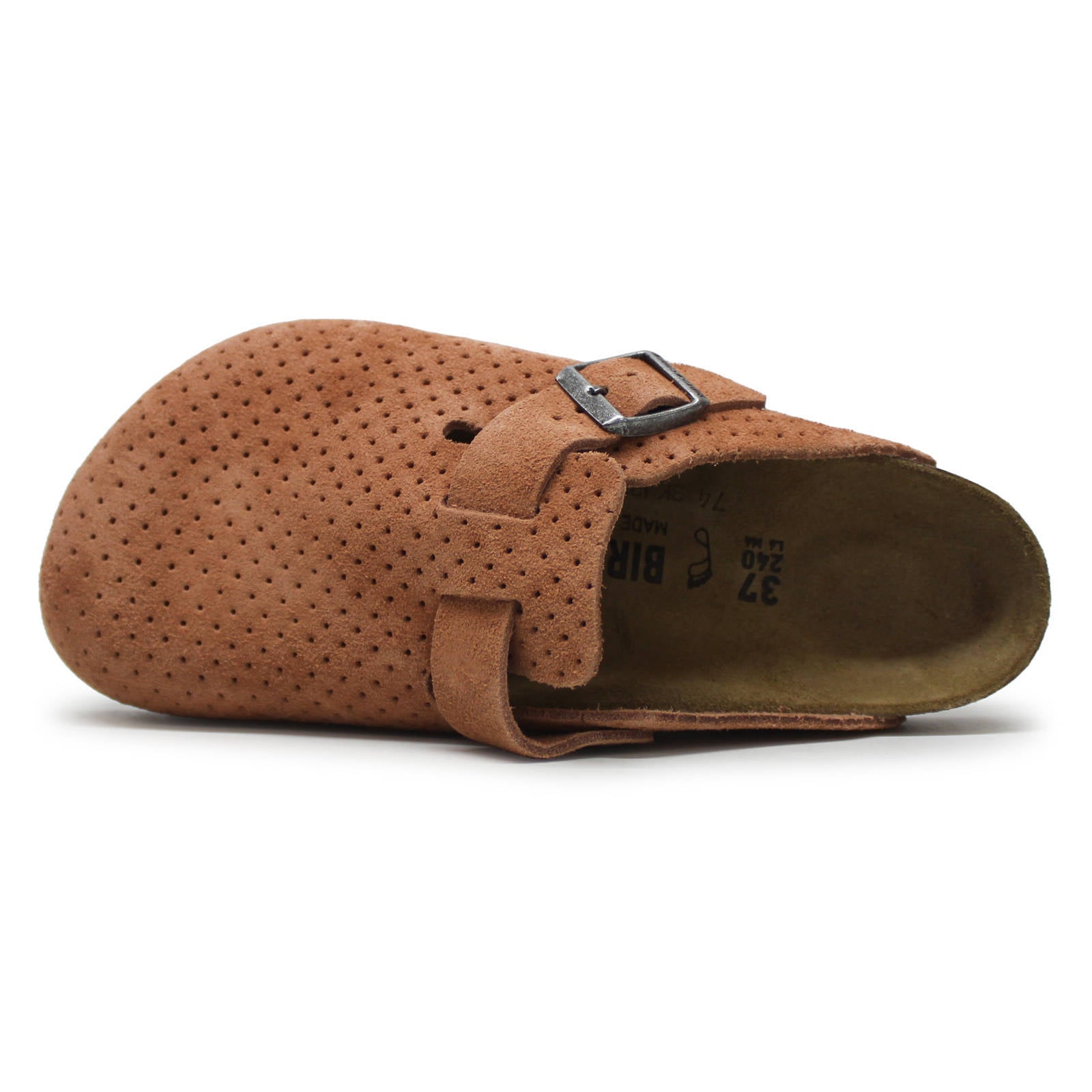 Birkenstock Boston BS Suede Embossed Unisex Sandals#color_Emboss Dots Burnt Orange