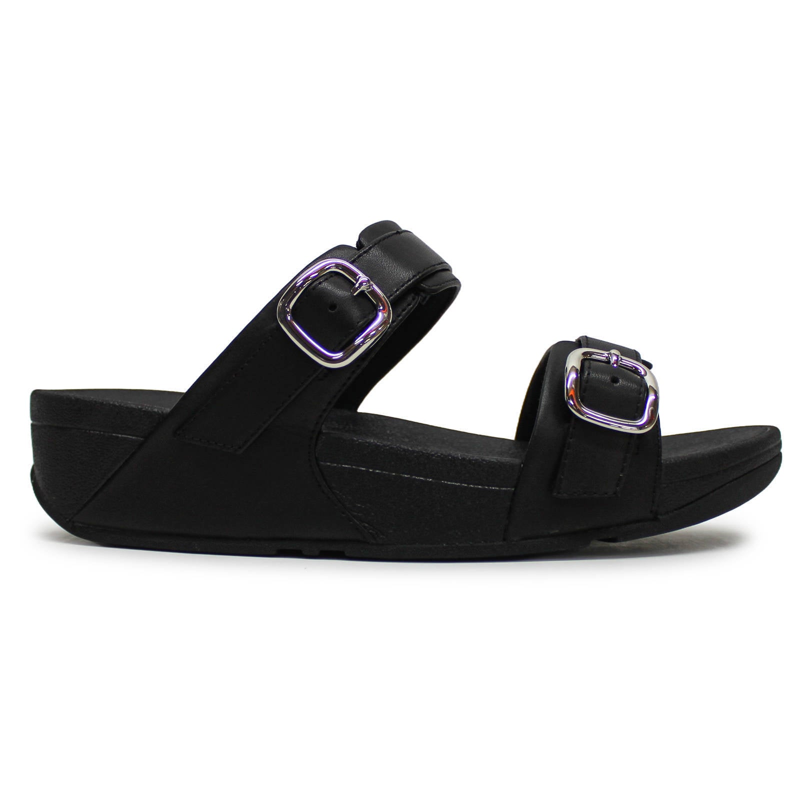 FitFlop Lulu Adjustable Slides Leather Womens Sandals#color_all black