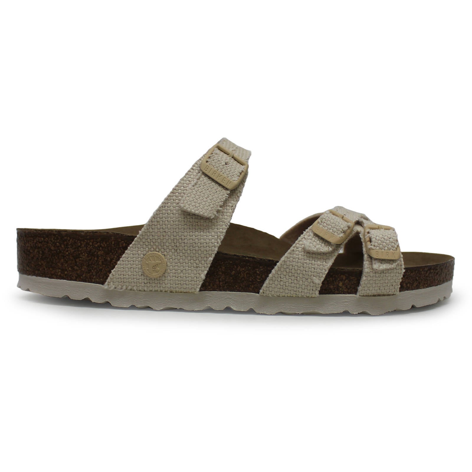 Birkenstock Franca Rivet Logo Textile Unisex Sandals#color_vegan canvas eggshell