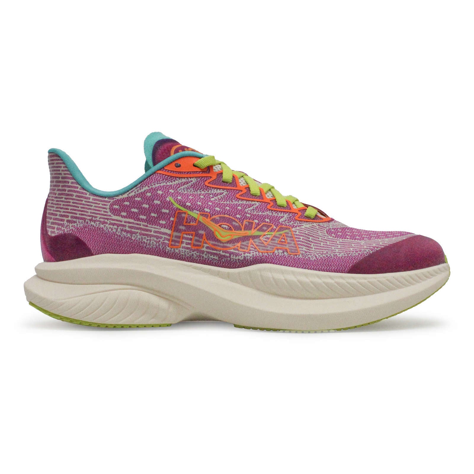 Hoka Mach 6 Textile Synthetic Youth Trainers#color_fuchsia electric aqua