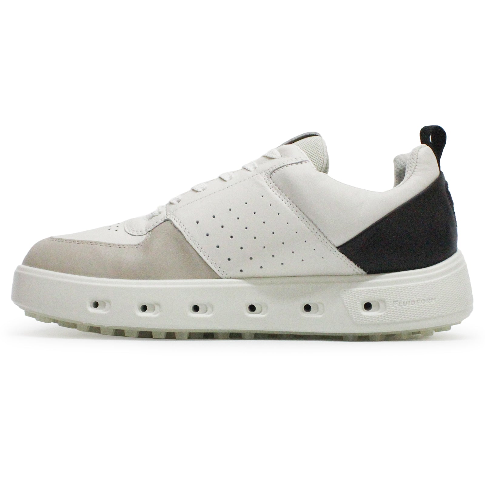 Ecco Golf Street 720 Full Grain Leather Mens Trainers#color_white black gravel