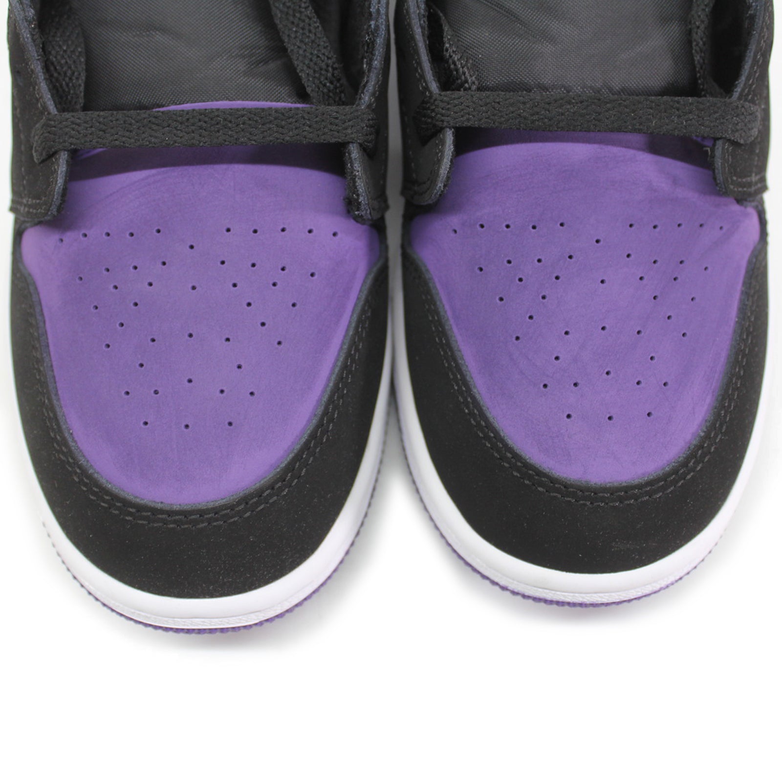 Jordan Air Jordan 1 Low 553560-125 Leather Textile Youth Trainers - White Black Court Purple - 40#color_white black court purple