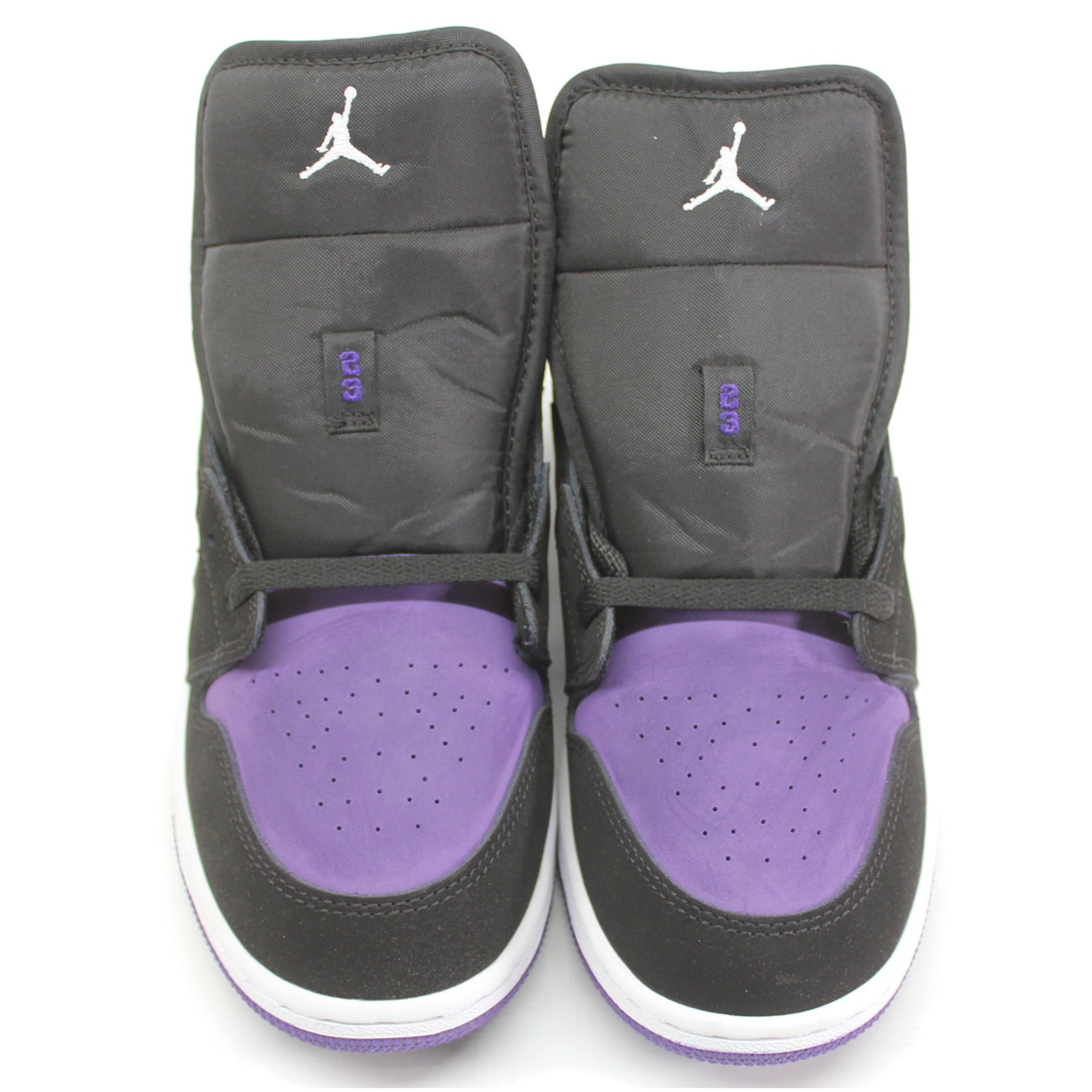 Jordan Air Jordan 1 Low 553560-125 Leather Textile Youth Trainers - White Black Court Purple - 40#color_white black court purple