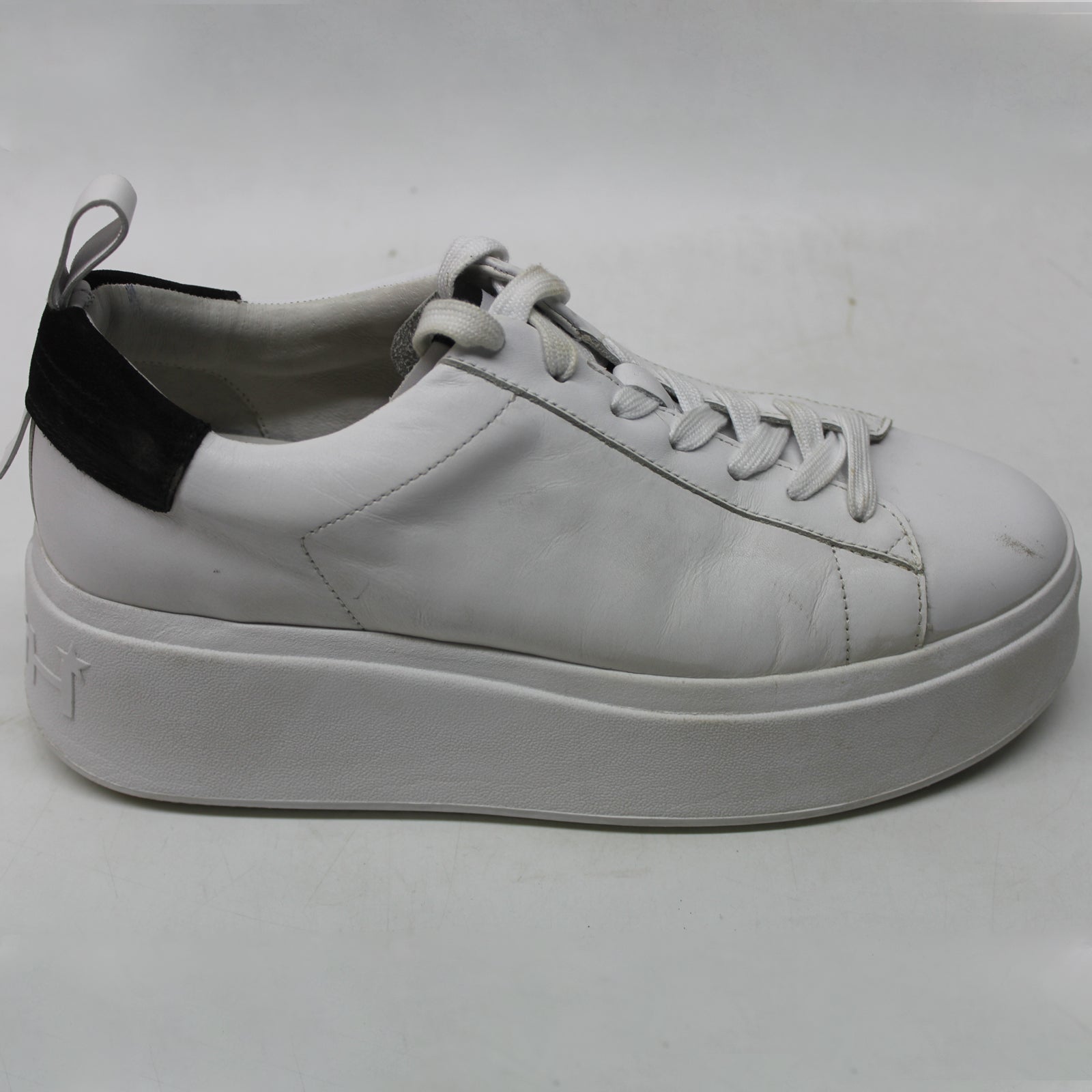 Ash Moon A17244 Leather Womens Trainers - White Black Bordeaux - 41#color_white black bordeaux