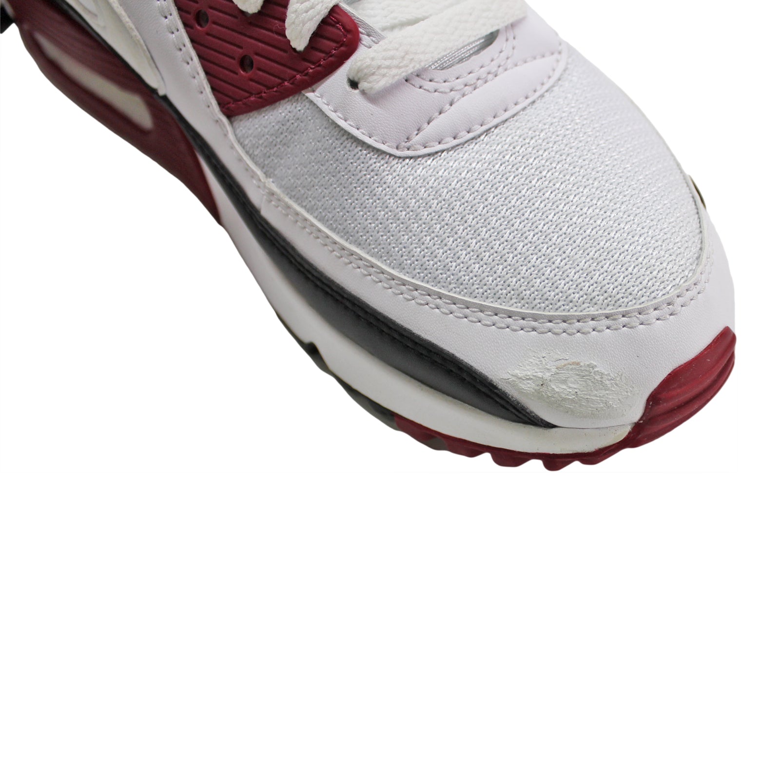 Nike Air Max 90 CT4352-104 Leather Textile Unisex Trainers - White Maroon Black - 43#color_white maroon black