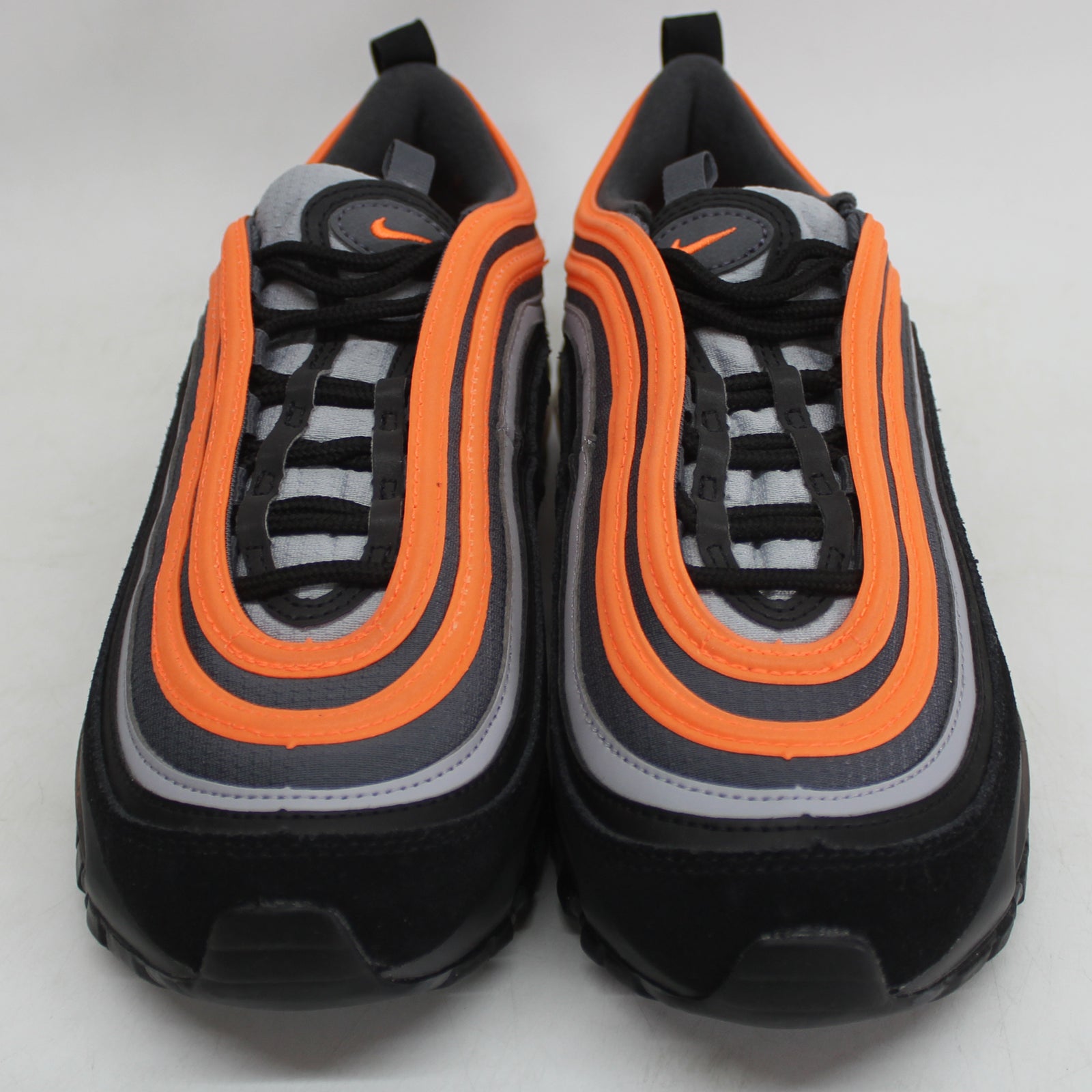 Nike Air Max 97 GS 921522-013 Textile Leather Youth Trainers - Wolf Grey Total Orange - 38#color_wolf grey total orange