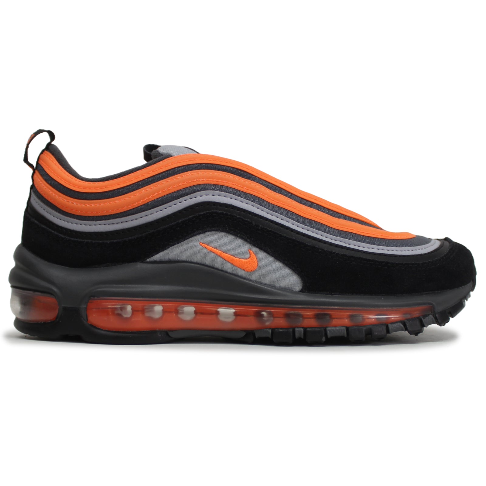 Nike Air Max 97 GS 921522-013 Textile Leather Youth Trainers - Wolf Grey Total Orange - 38#color_wolf grey total orange