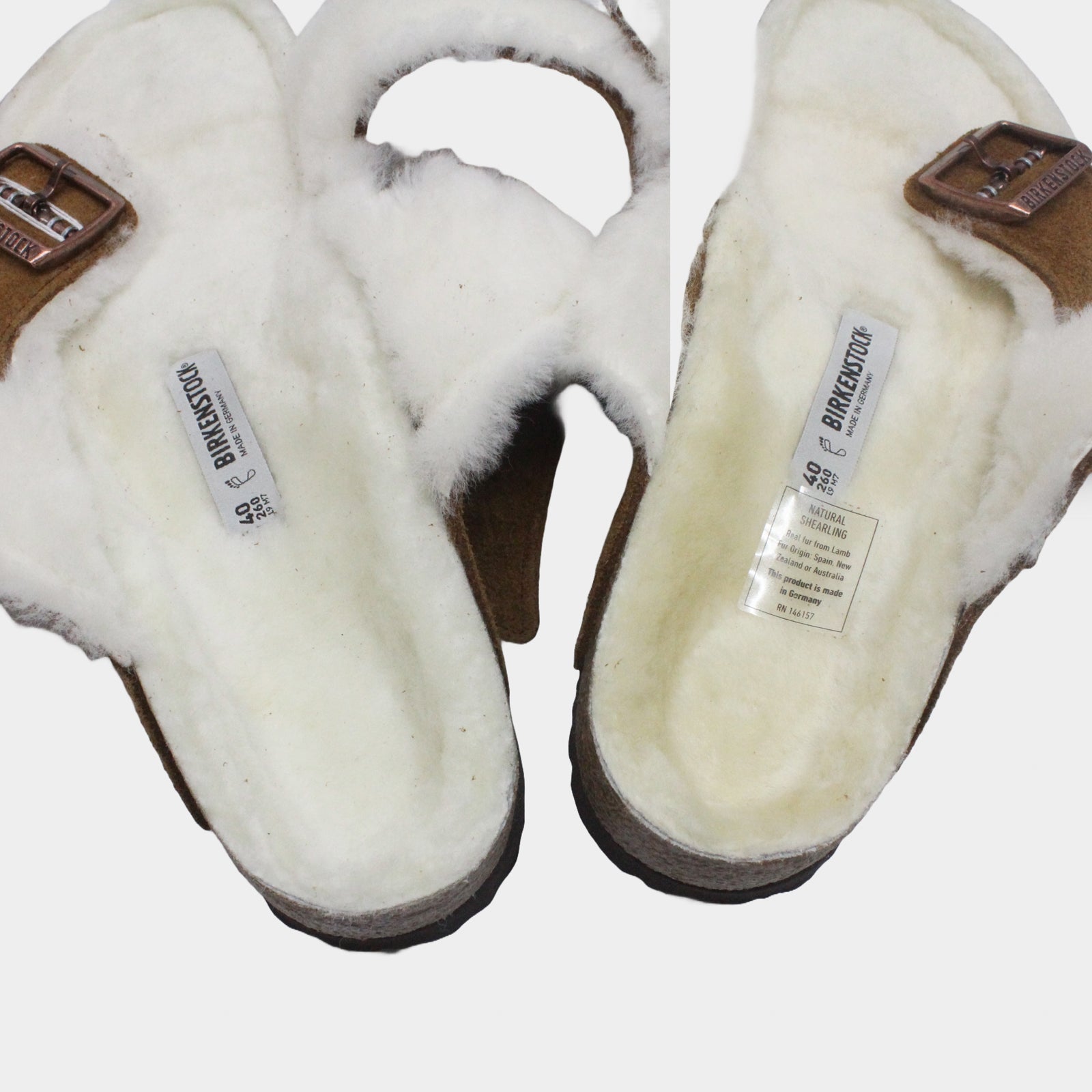 Birkenstock Arizona Shearling 1001128 Suede Unisex Sandals - Mink - 40#color_mink