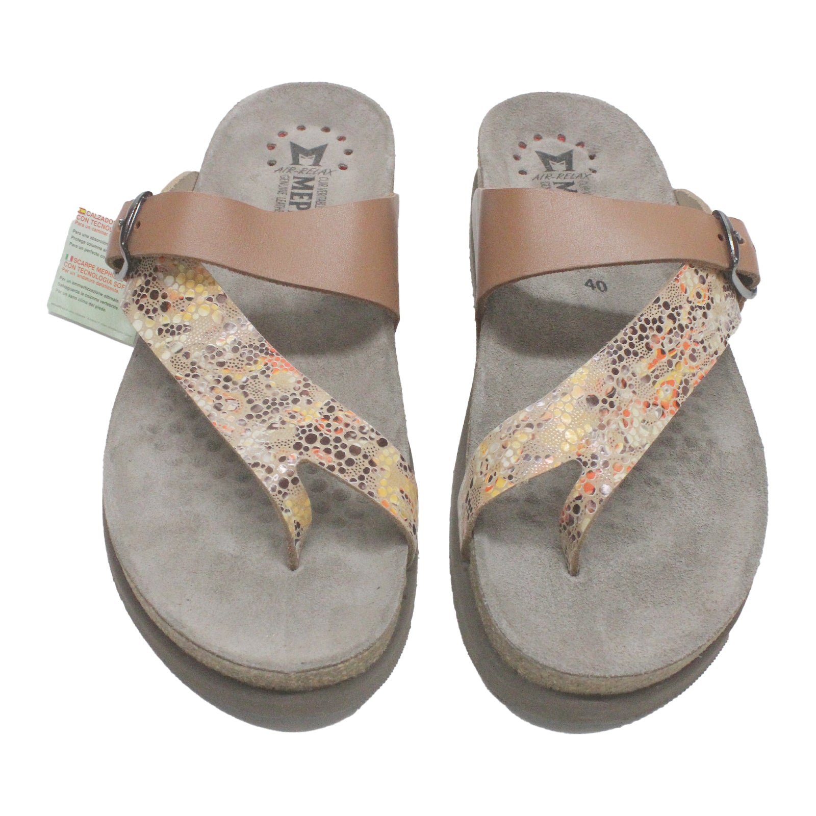 Mephisto Helen Mix 34332-2831 Printed Leather Womens Sandals - Sand - 40#color_sand