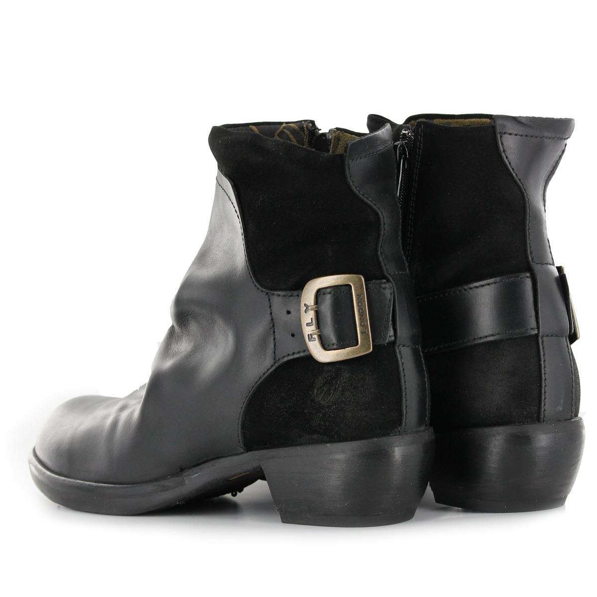 Fly London Mel Black Leather Womens Boots - P141633003#color_black