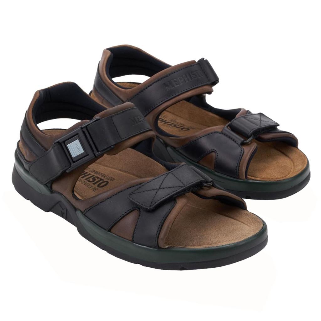 Mephisto Shark Fit Dark Brown Mens Sandals#color_brown