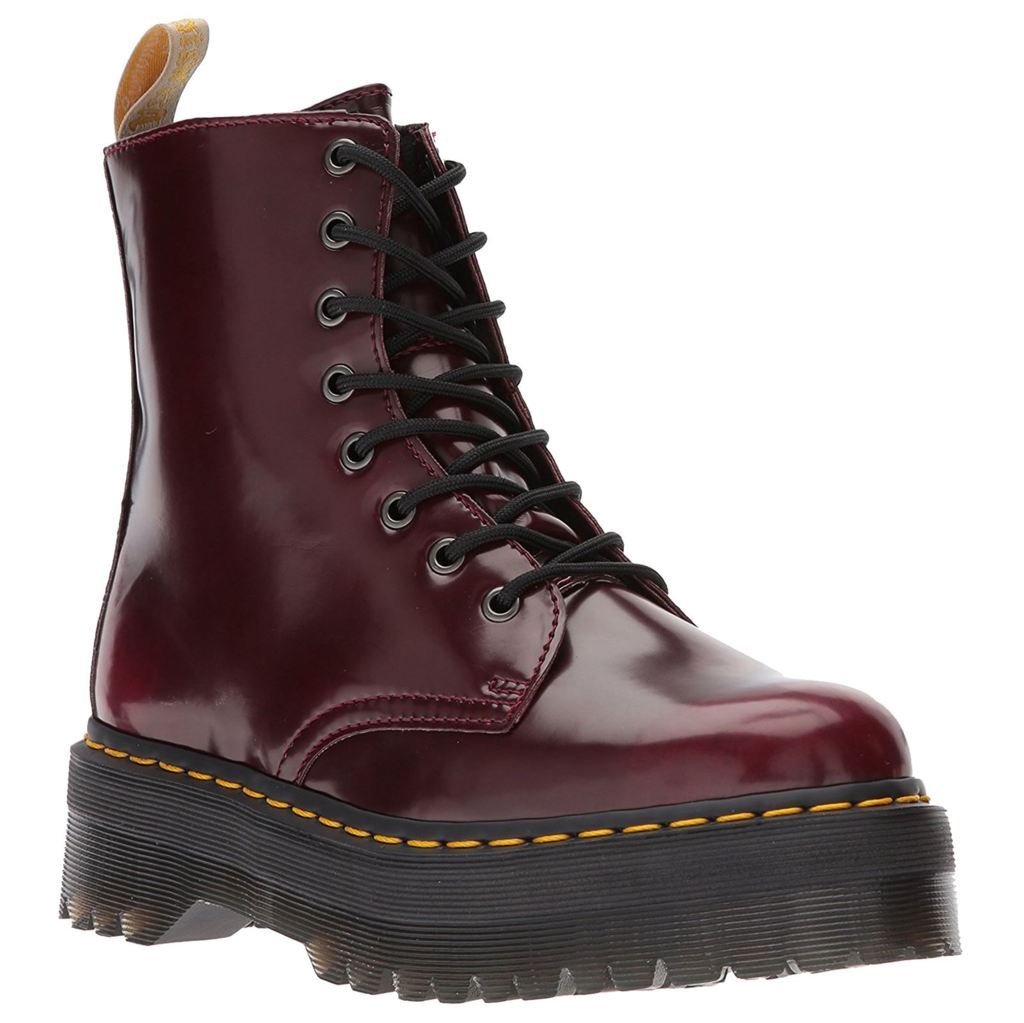 Dr. Martens Vegan Jadon II 8-Eyelet Cherry Red Unisex Boots#color_cherry red