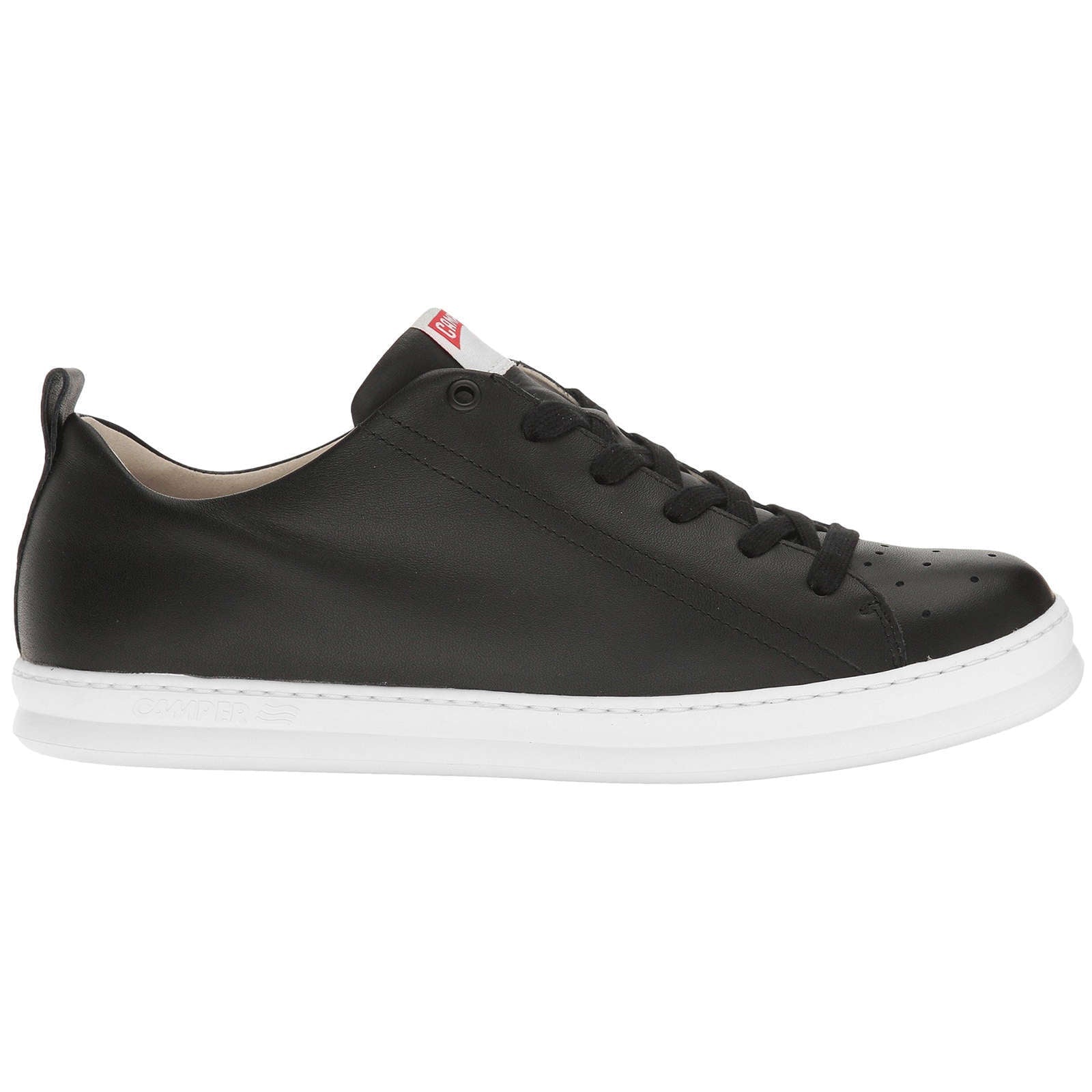 Camper Runner Calfskin Leather Men's Low-Top Sneakers#color_black white