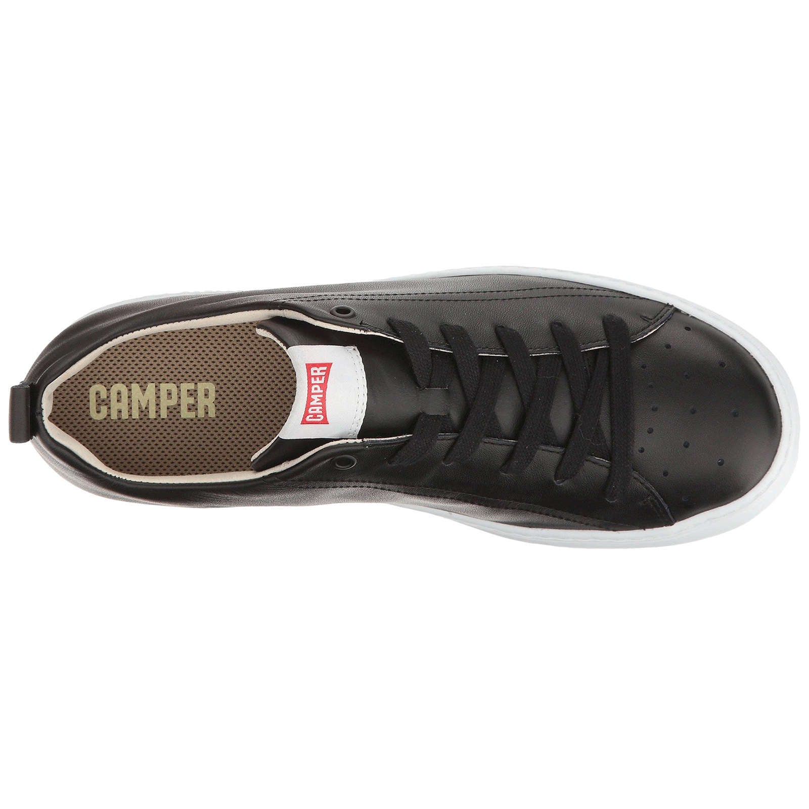 Camper Runner Calfskin Leather Men's Low-Top Sneakers#color_black white