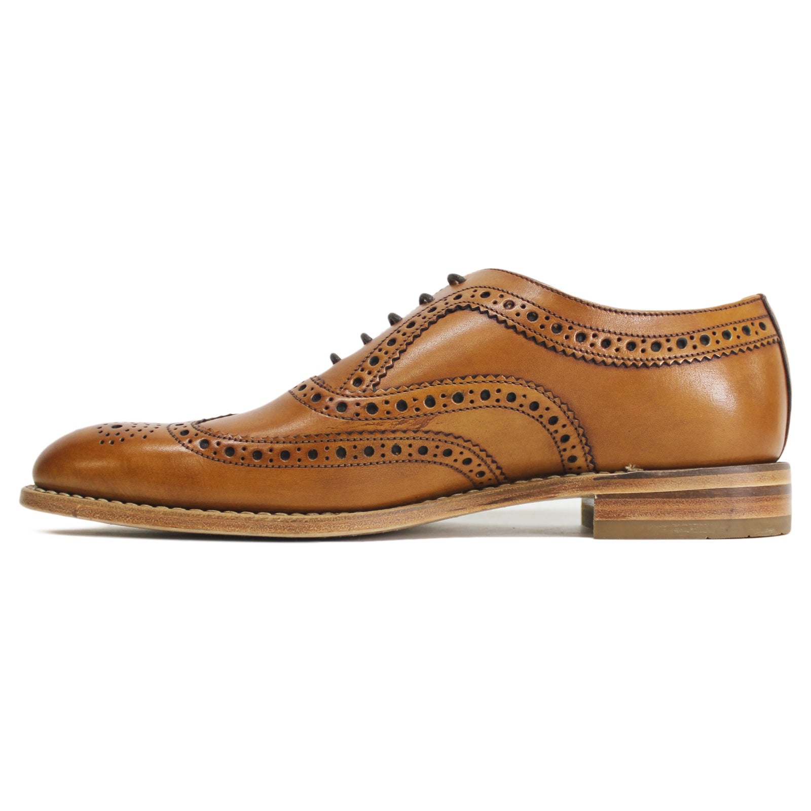 Loake Fearnley Polished Leather Men's Brogue Shoes#color_tan