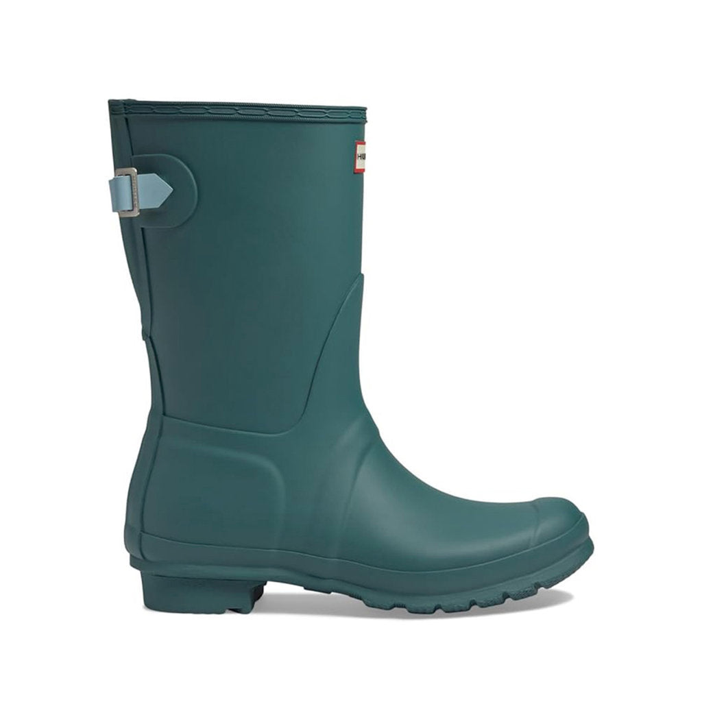 Hunter Original Back Adjustable Short Rubber Womens Boots#color_teal tempo shifting blue