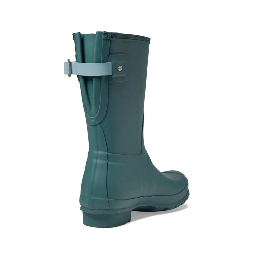 Hunter Original Back Adjustable Short Rubber Womens Boots#color_teal tempo shifting blue