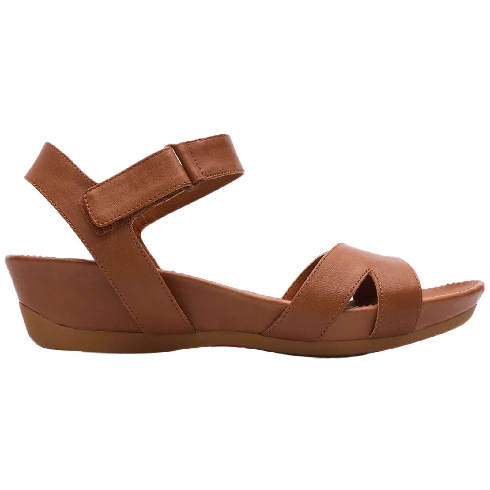 Camper Micro Calfskin Leather Women's Wedge Heel Sandals#color_brown