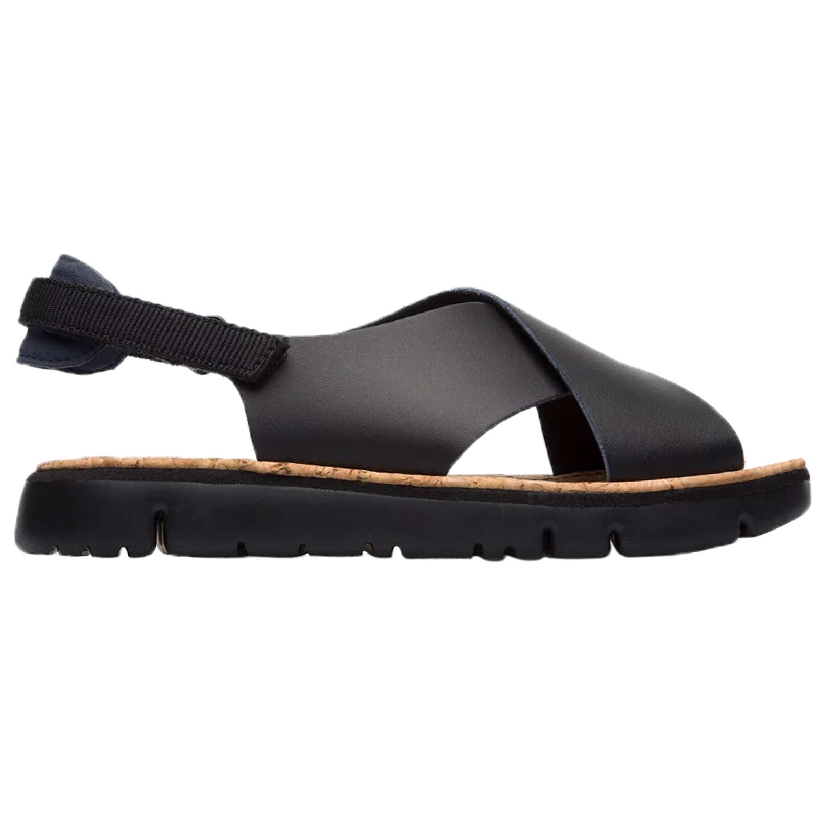 Camper Oruga Calfskin Leather & Textile Women's Open-Toe Sandals#color_black gold